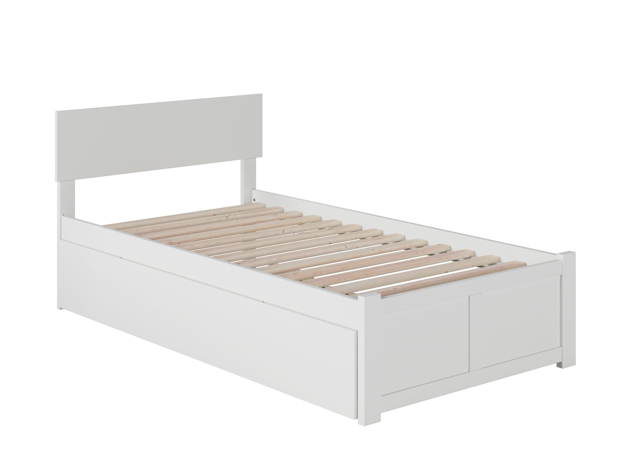 Orlando White Twin XL Platform Bed with Trundle and Slats