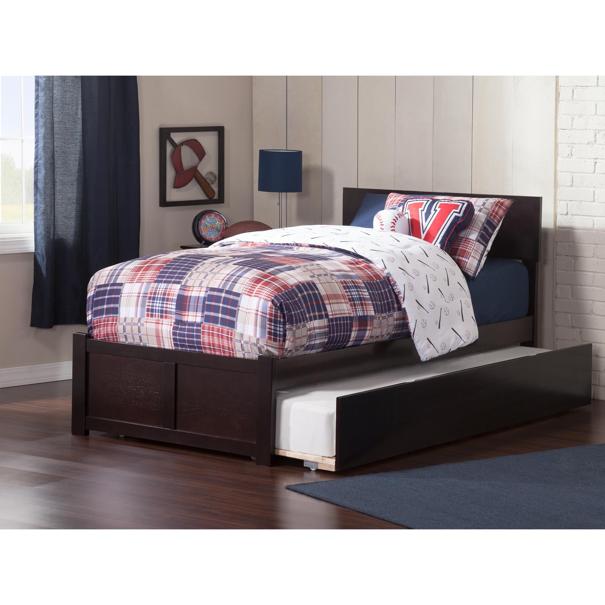 Orlando Espresso Twin Platform Bed with Urban Trundle and USB Ports