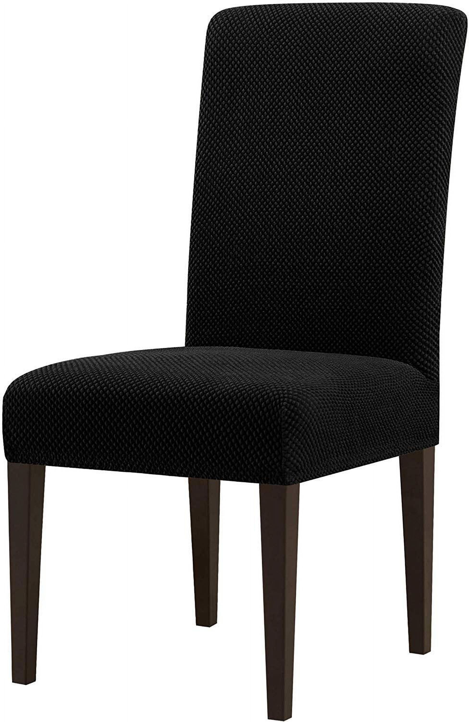 Contemporary Stretch Dining Chair Covers in Black Jacquard (Set of 2)