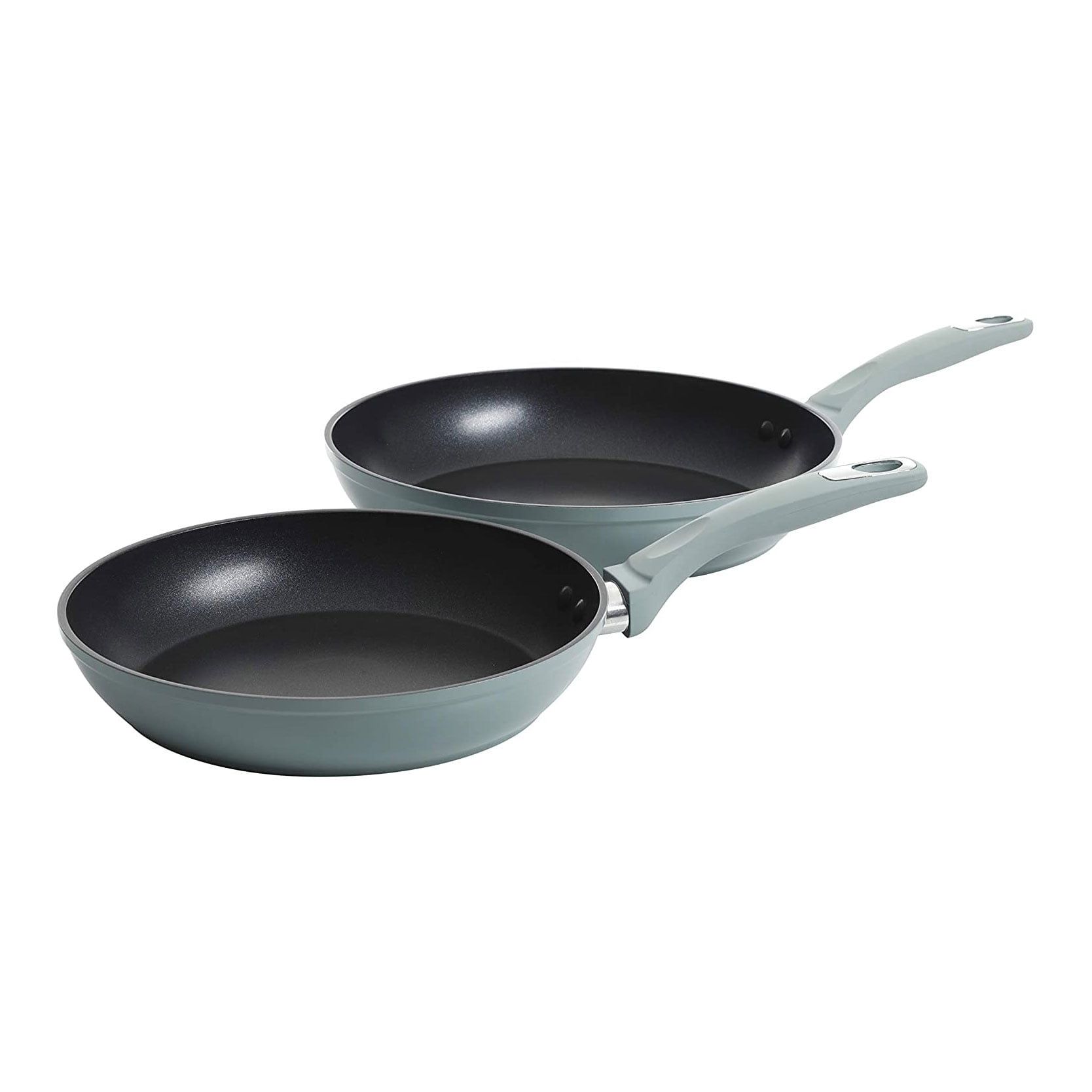 Dusty Blue Aluminum Non-Stick Frying Pan Set, 8 and 11 Inch