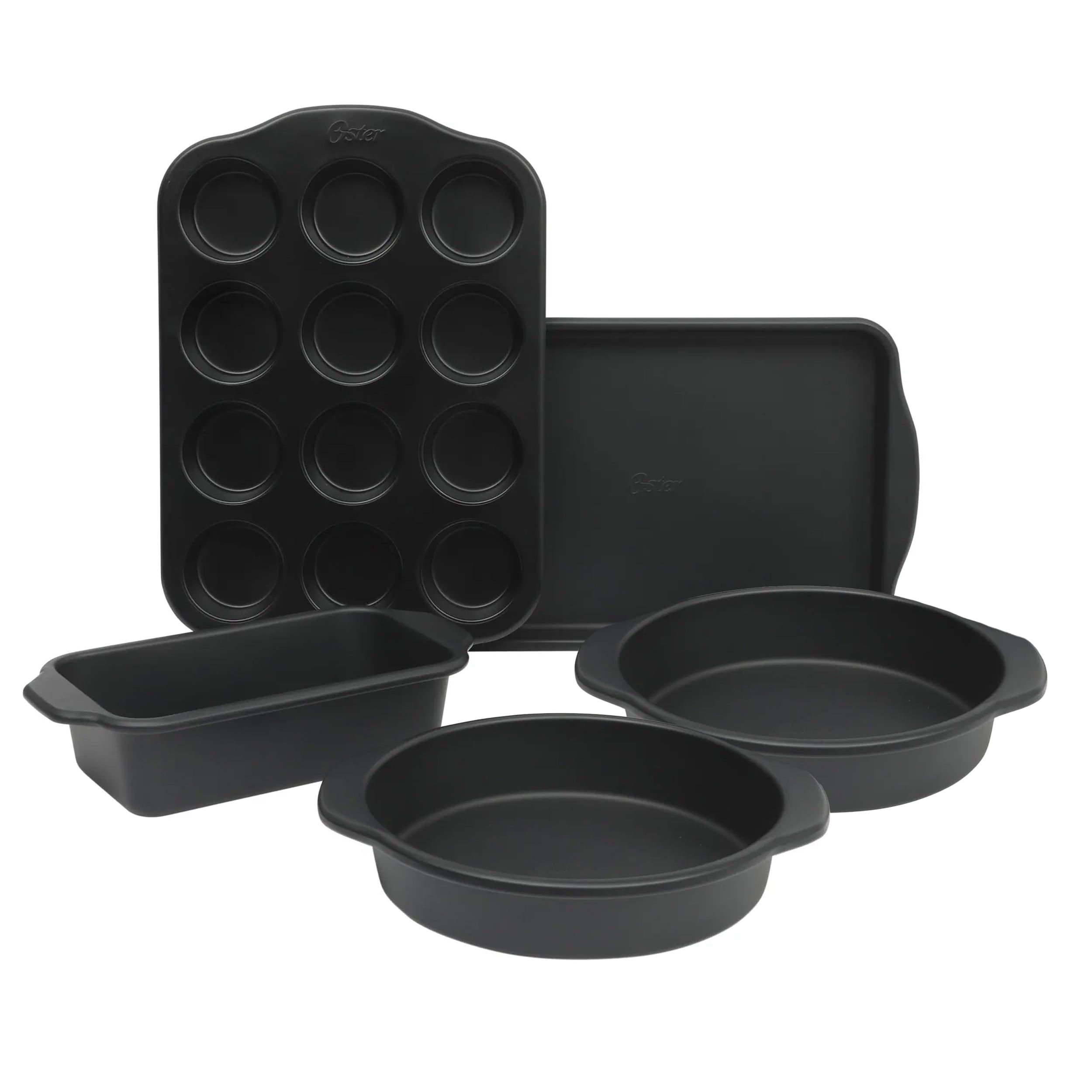 Oster Teston Matte Black 5-Piece Nonstick Carbon Steel Bakeware Set