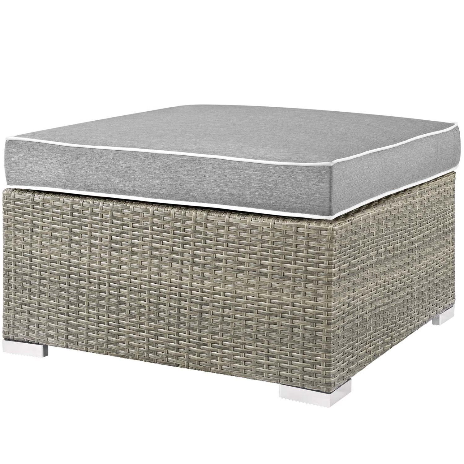 Repose Light Gray Outdoor Patio Fabric Ottoman