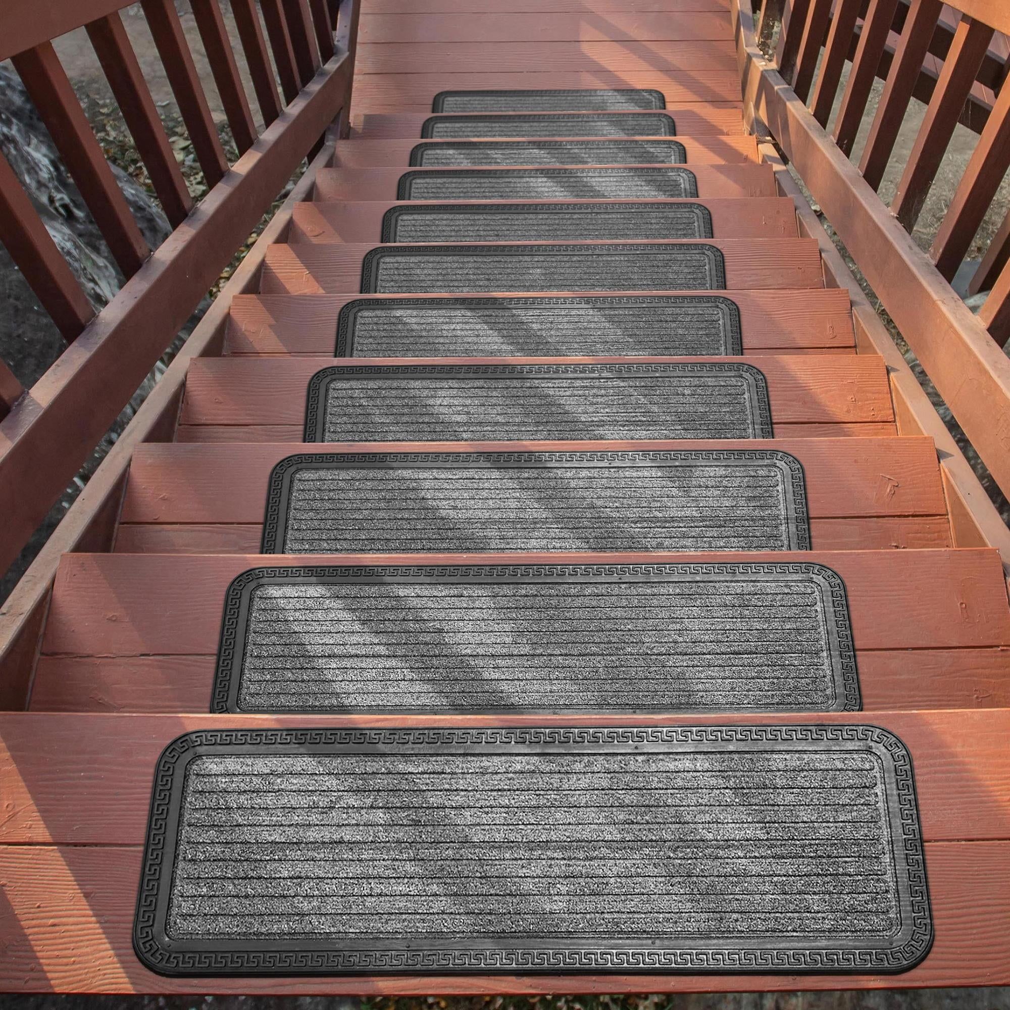 Gray Rubber Non-Slip Indoor/Outdoor Stair Treads 10" x 30" (5 Pack)