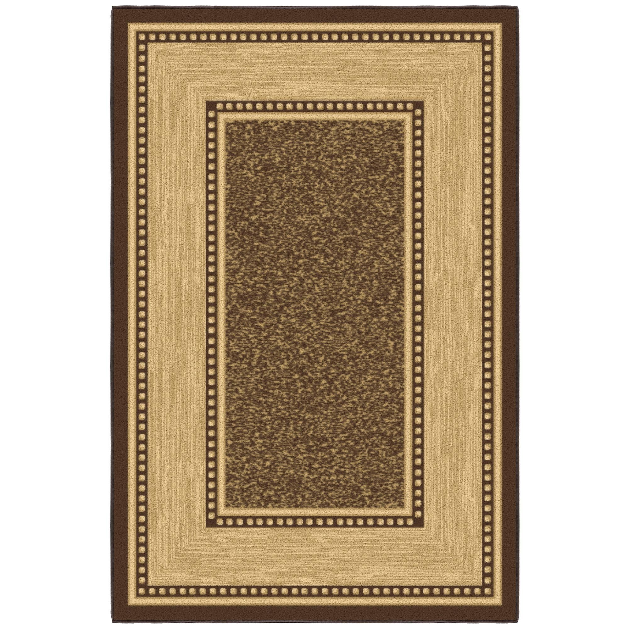 Brown and Beige Synthetic Non-Slip Washable Area Rug 3'3" x 5'