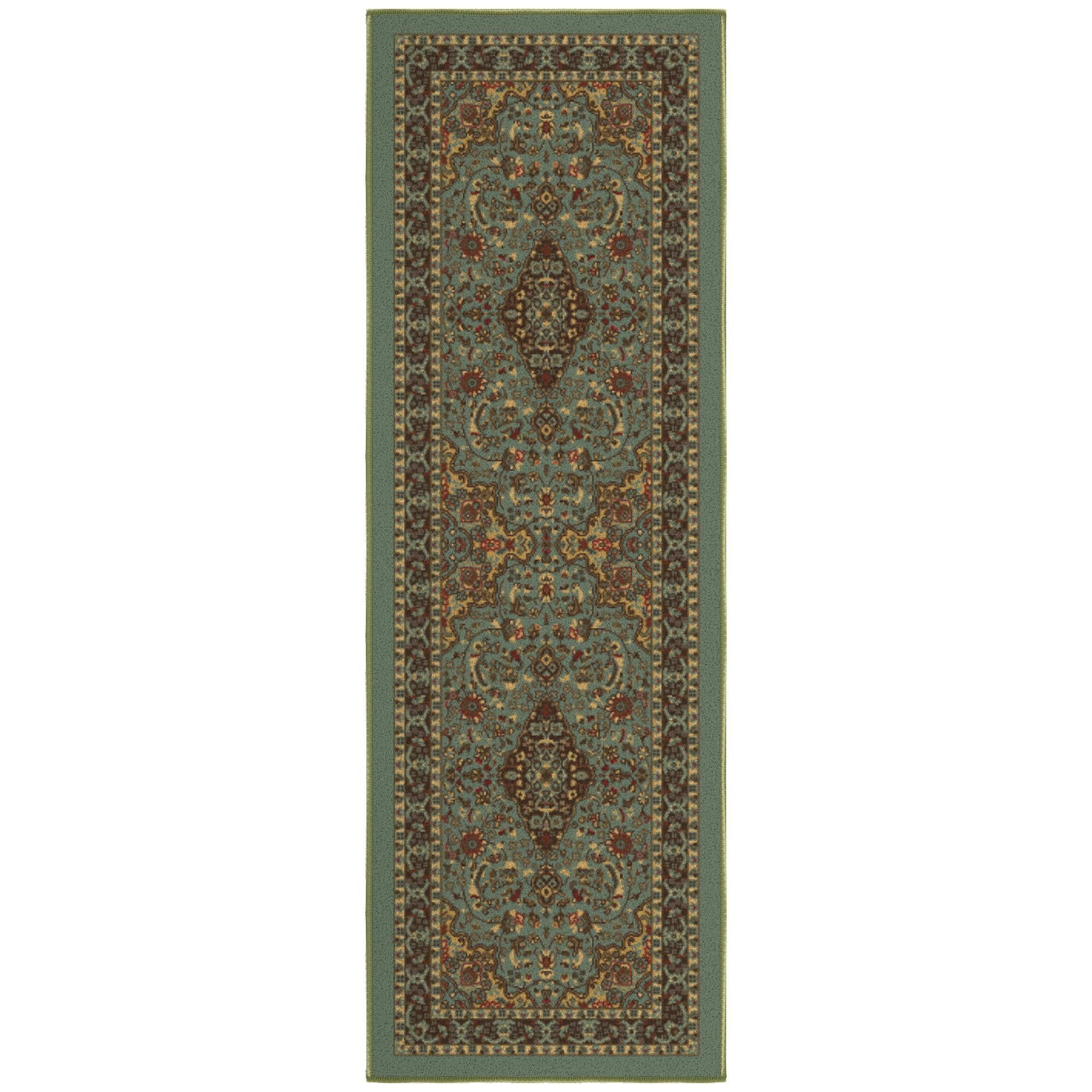 Seafoam Green Oriental Design Non-Slip Runner Rug 20" x 59"