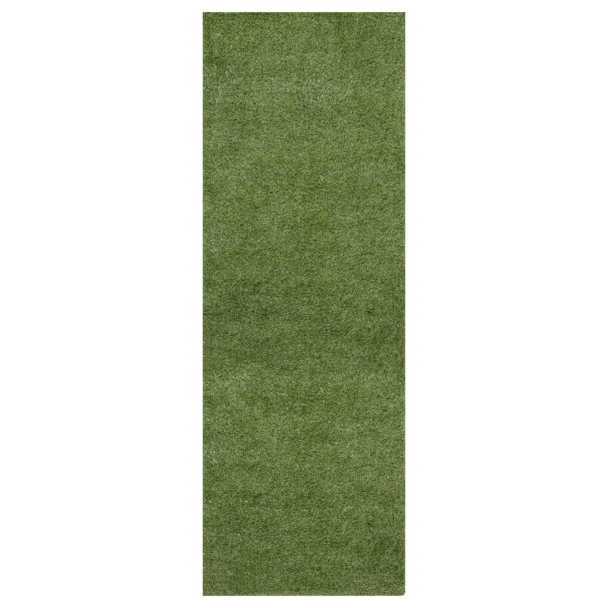 Ottomanson Green Polypropylene Indoor/Outdoor Artificial Grass Rug 2'7" x 21'