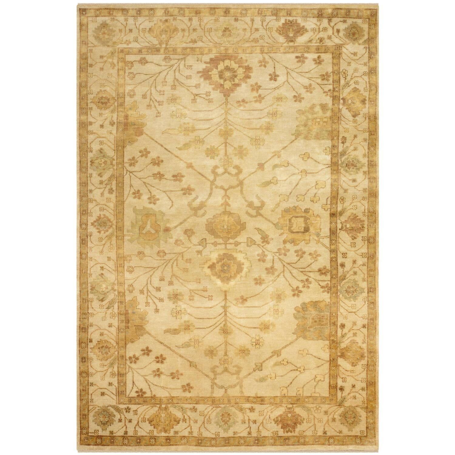 Elegant Oushak Hand-Knotted Ivory Wool 6' x 9' Area Rug