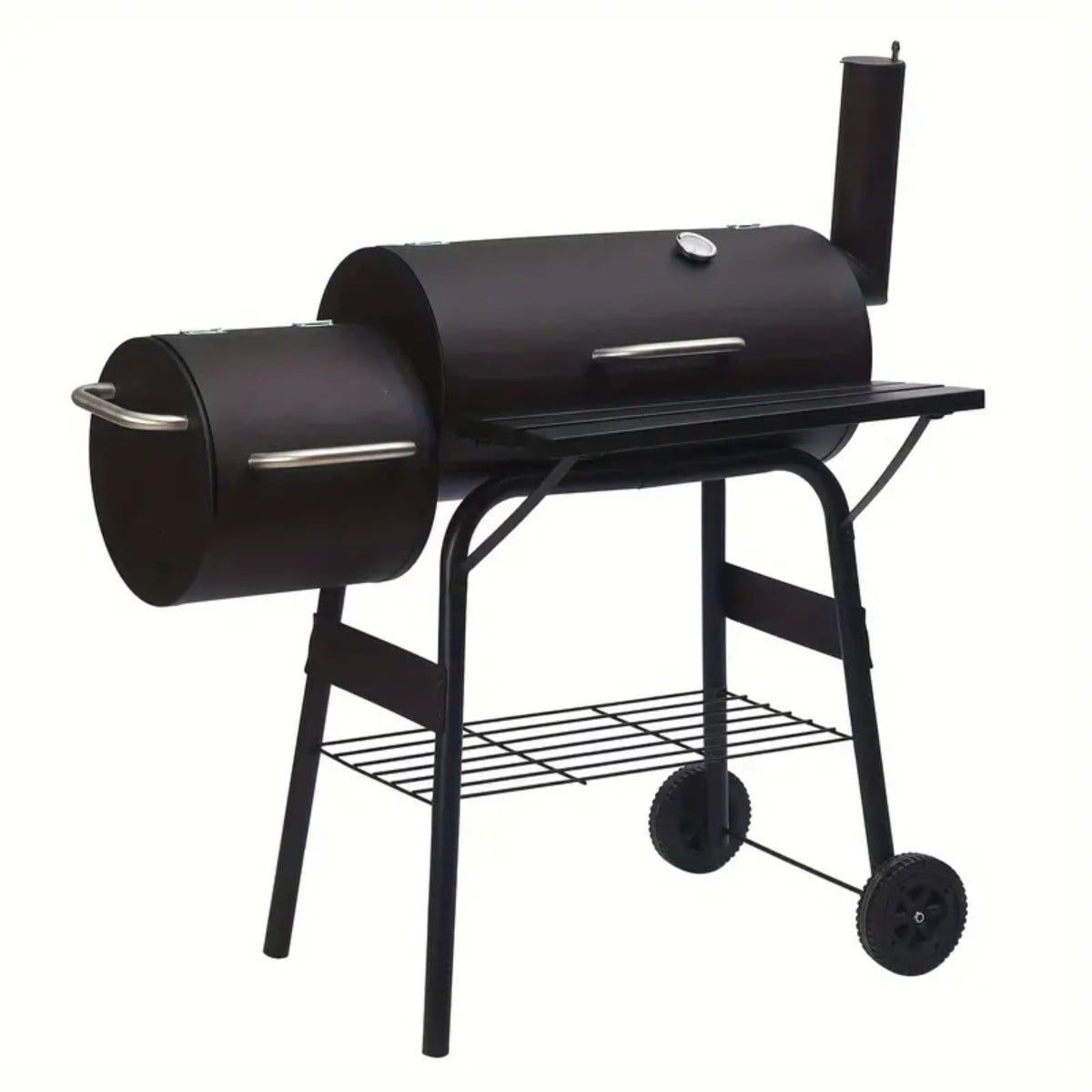 Heavy-Duty Black Charcoal Grill with Offset Smoker