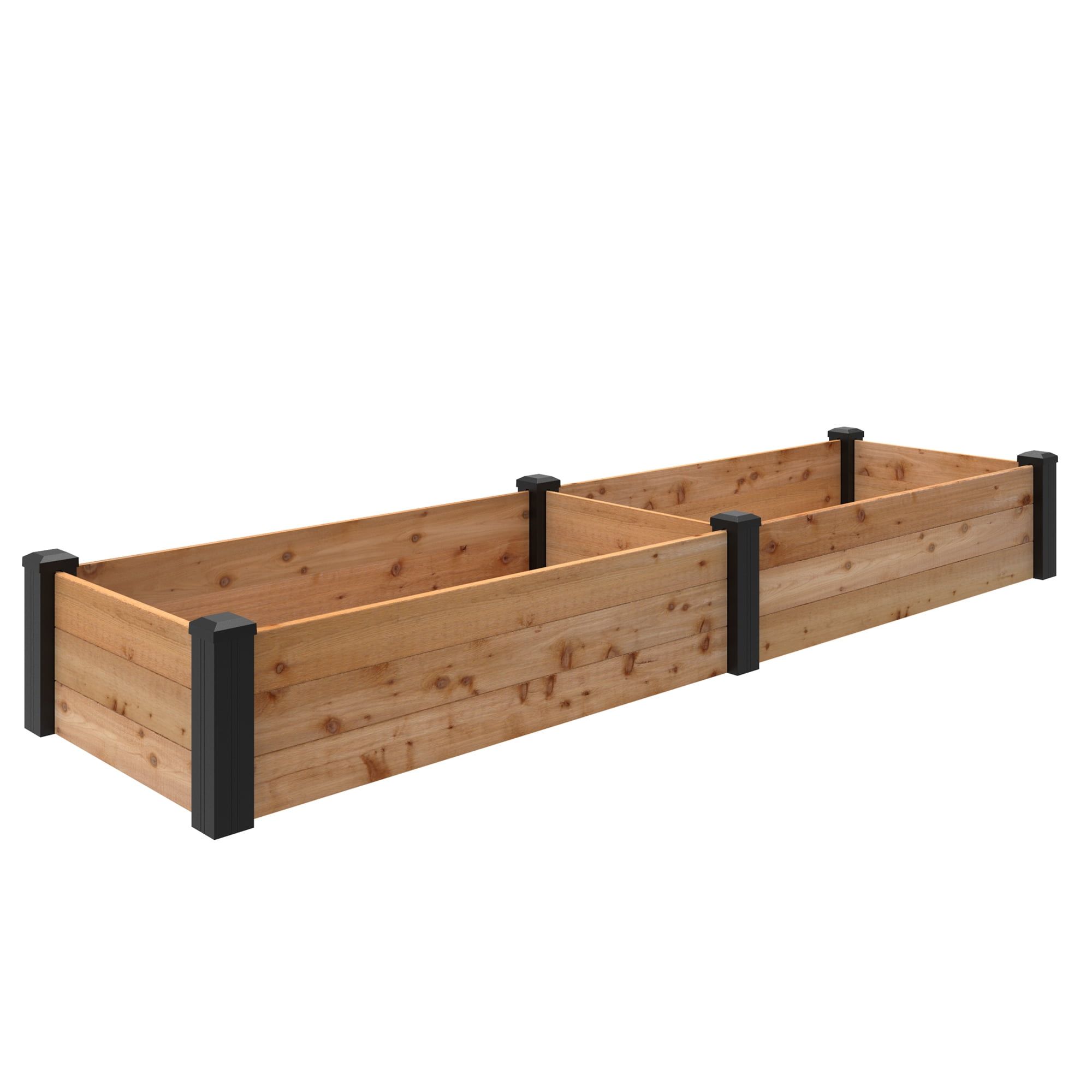 Natural Cedar and Black Vinyl Rectangular Raised Garden Bed