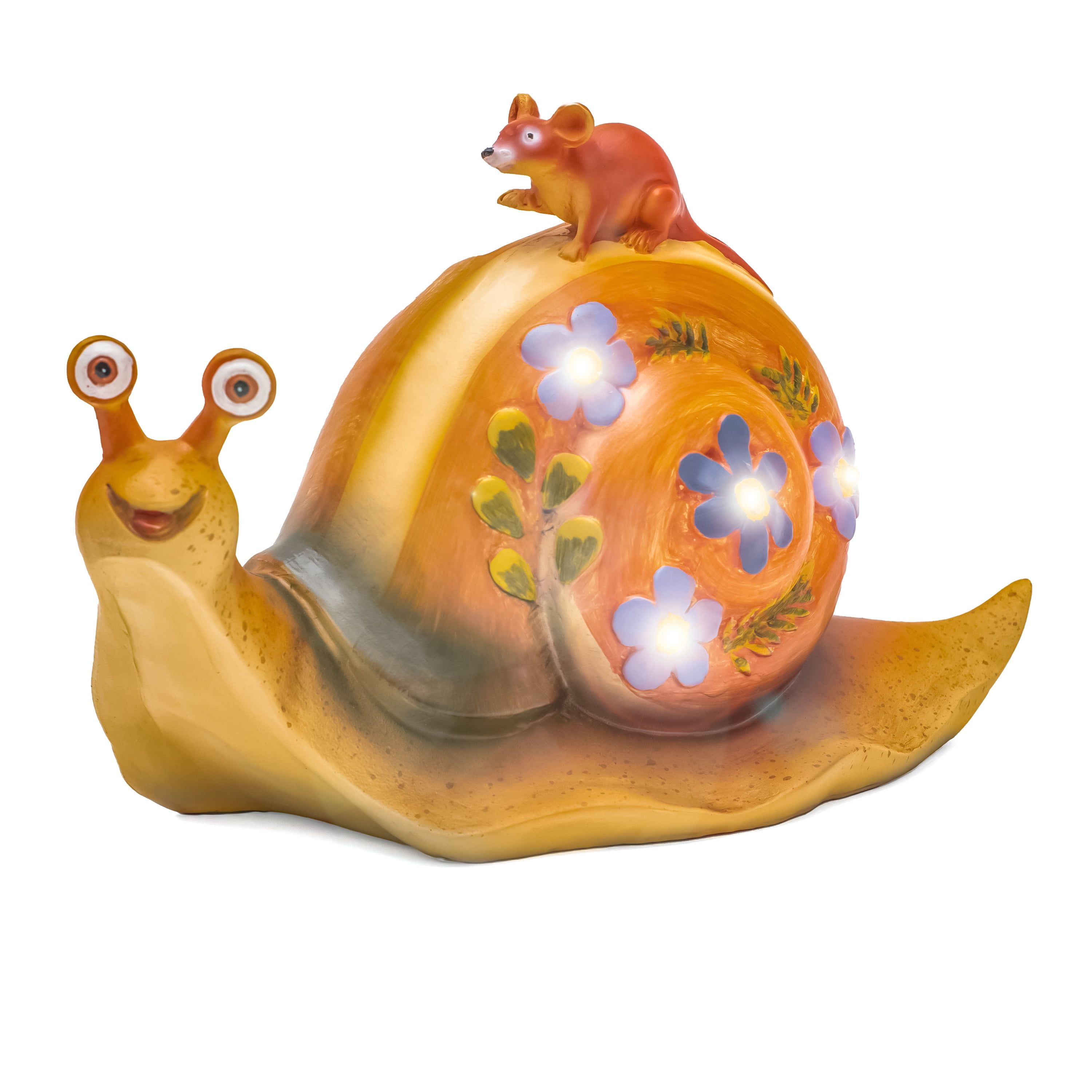 Whimsical Multicolor Ceramic Solar Snail Garden Light Statue