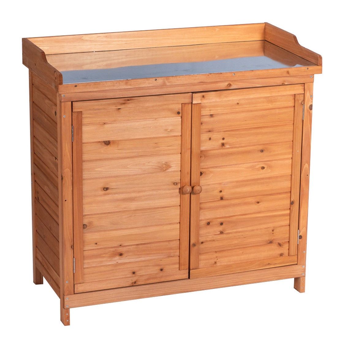 Natural Fir Wood Outdoor Garden Storage Cabinet with Potting Bench