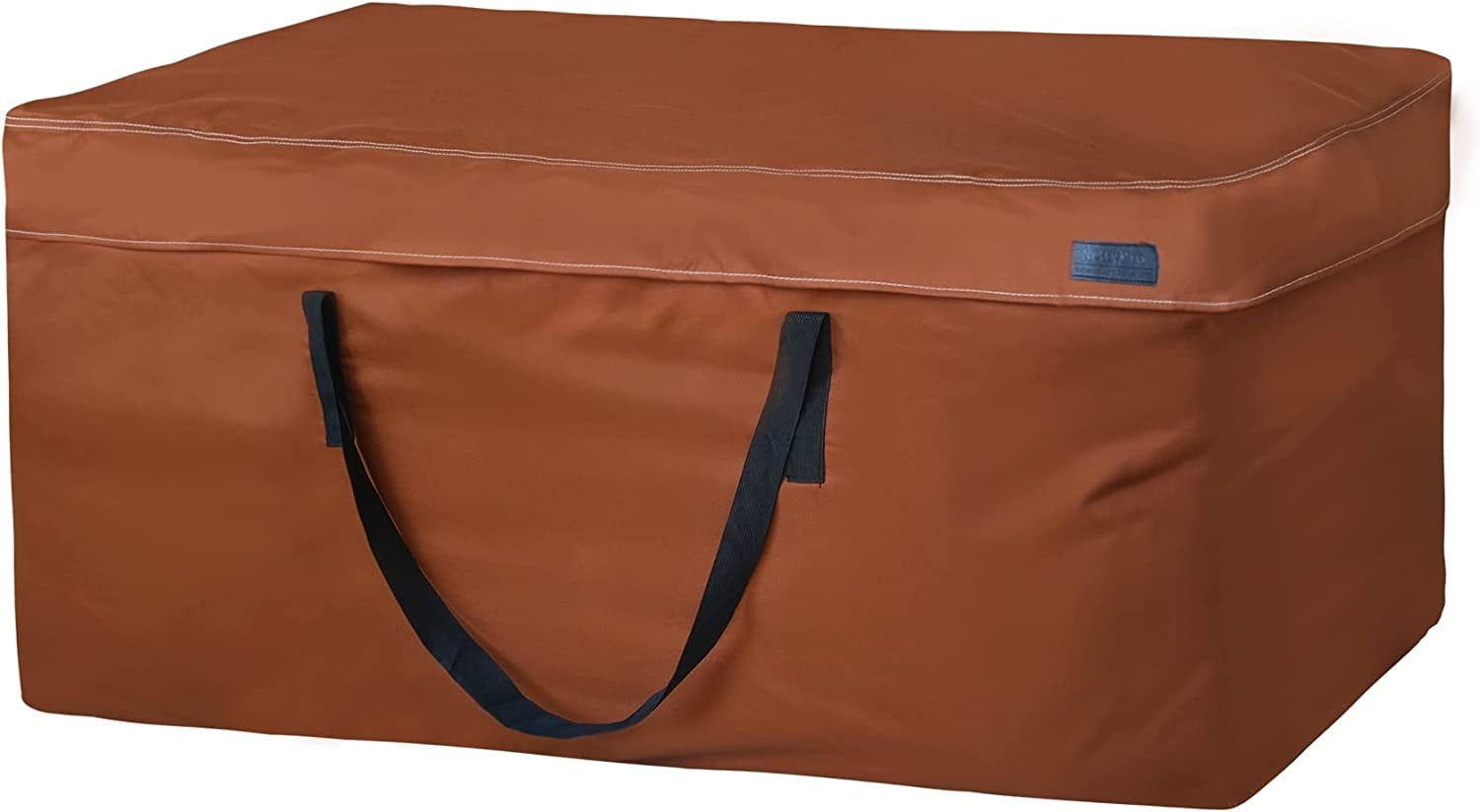 Brown Water-Resistant Outdoor Patio Cushion Storage Bag with Zipper