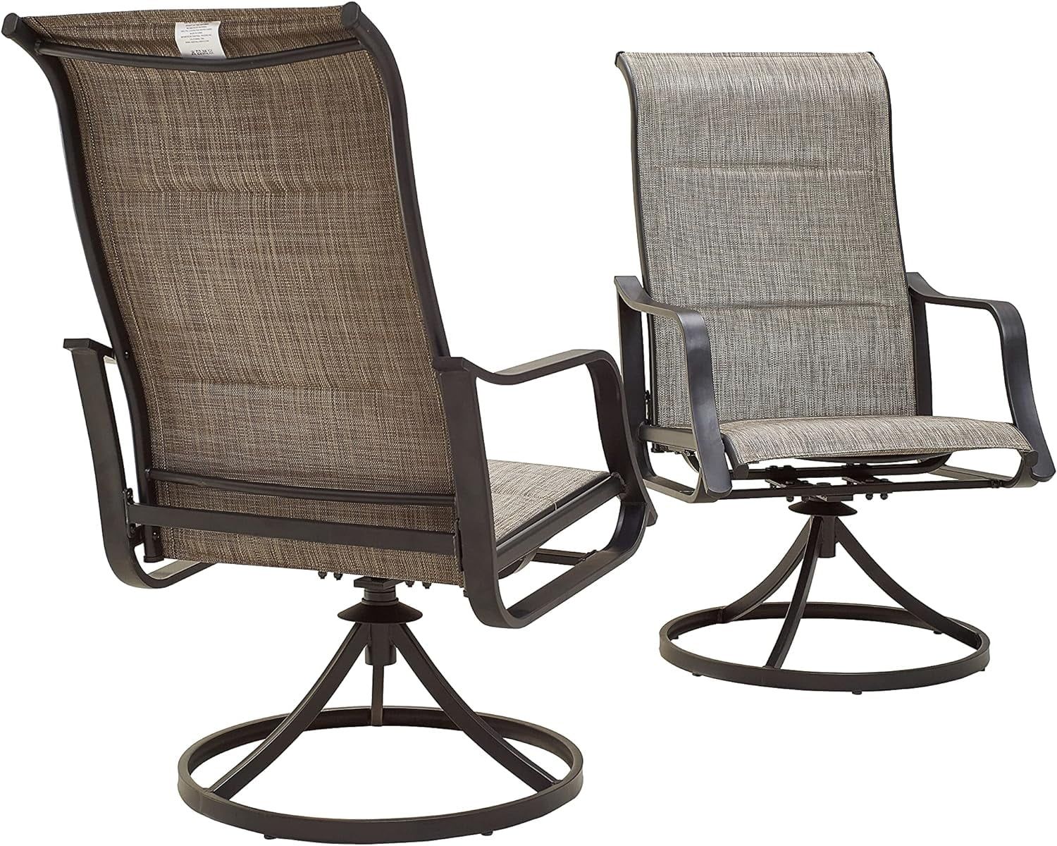 Gray Steel Frame Outdoor Swivel Rocker Dining Chairs Set of 2