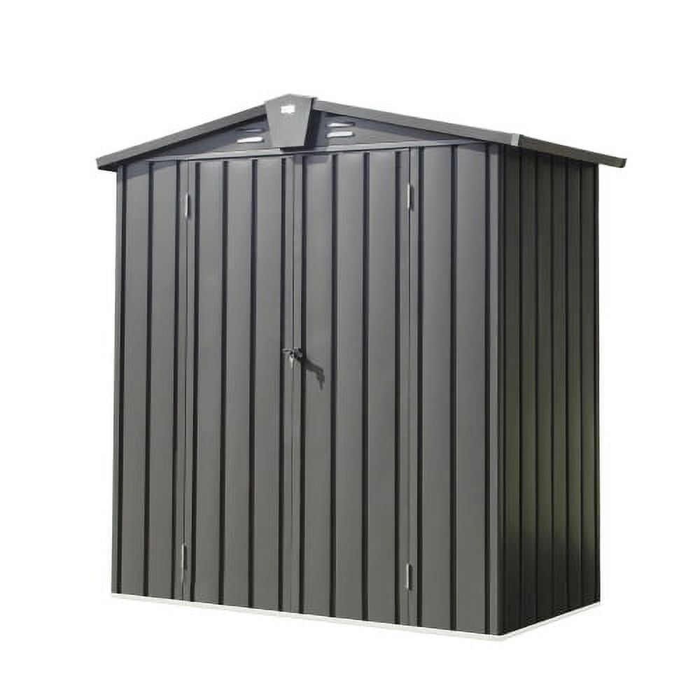 Black Galvanized Steel Outdoor Storage Shed with Lockable Double Doors