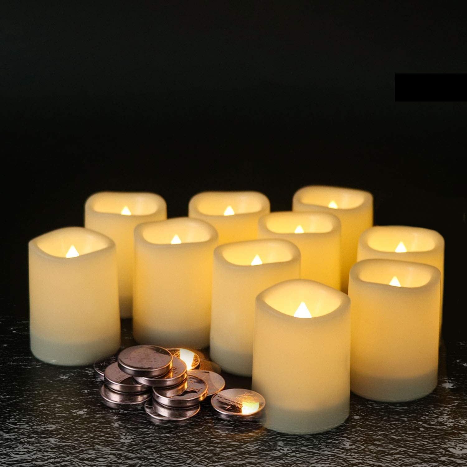 White Plastic Flameless LED Votive Candles with Timer