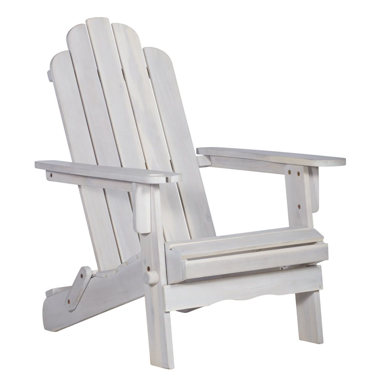 White Wash Acacia Wood Outdoor Adirondack Chair with Arms