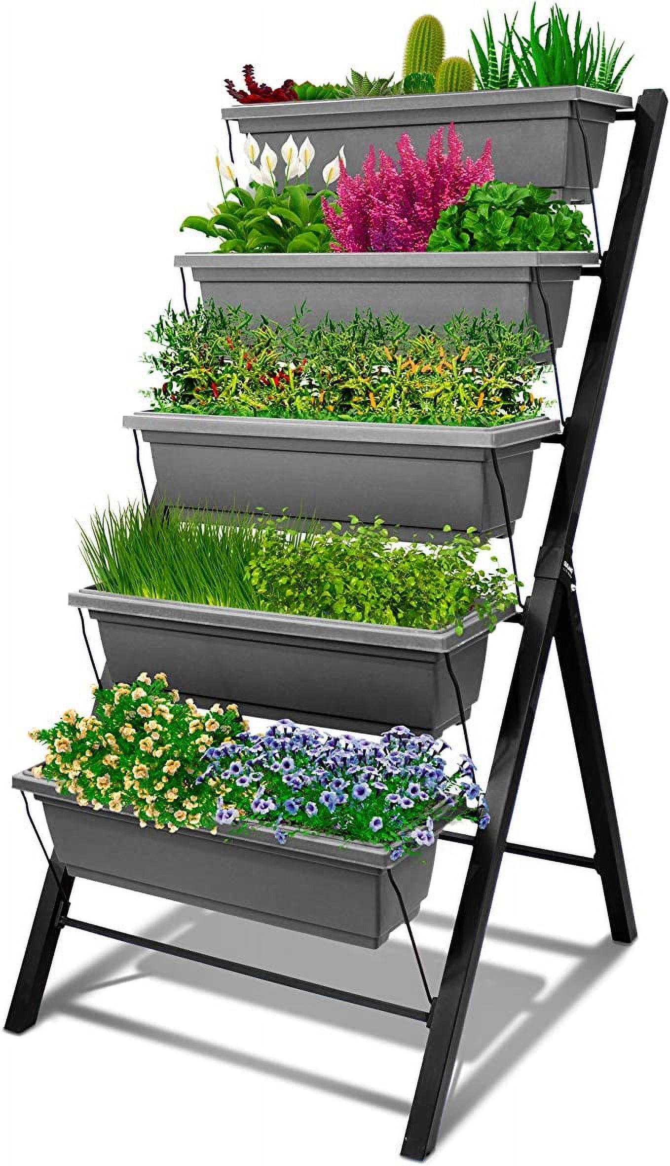 Granite Grey 4ft Vertical Raised Garden Bed with 5 Tiers