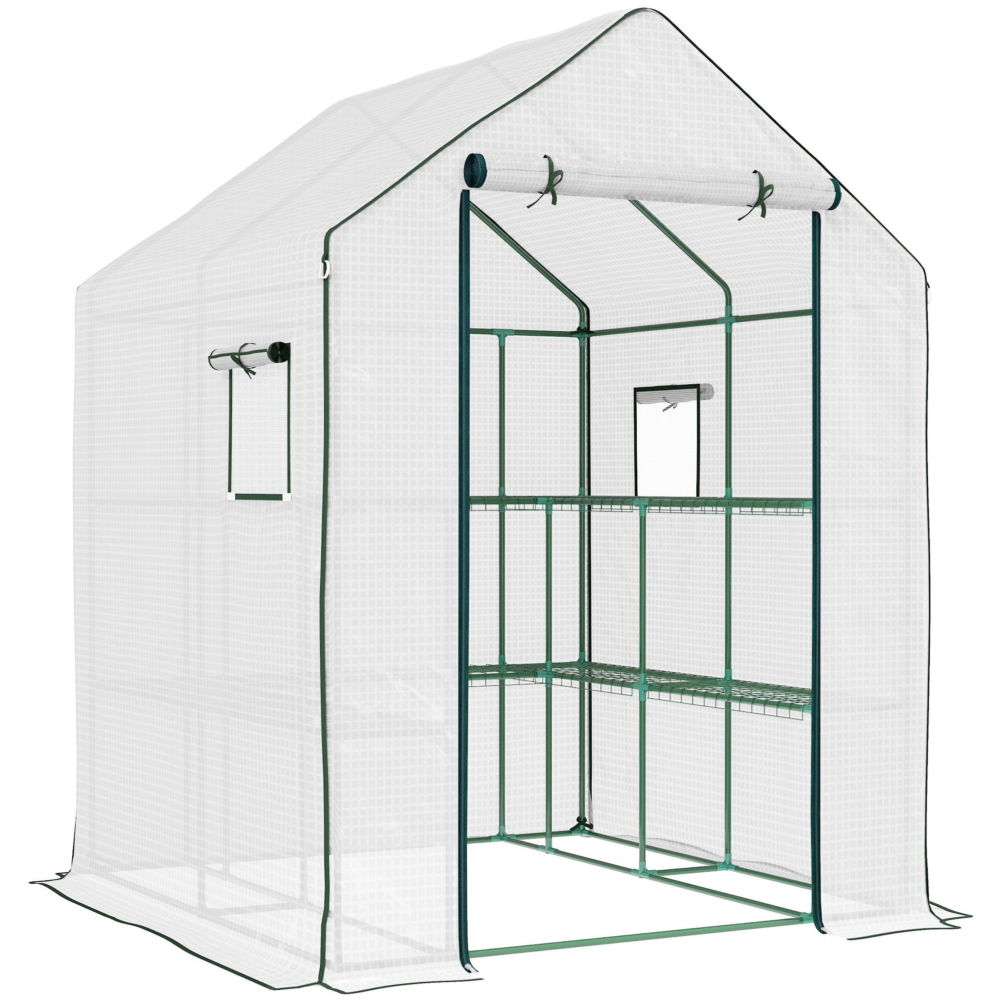 White Polyethylene Walk-In Greenhouse with Alloy Steel Frame