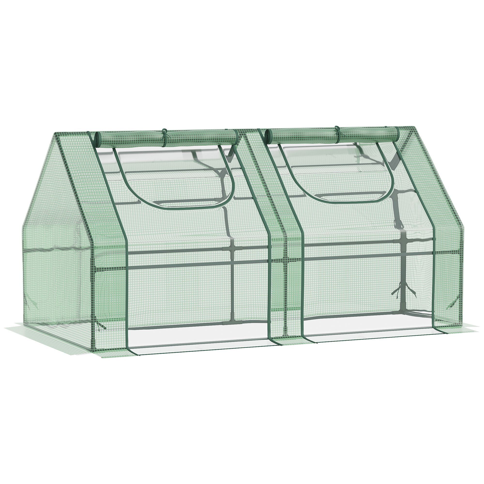 Green 6' x 3' Portable Greenhouse with Roll-Up Doors and Steel Frame