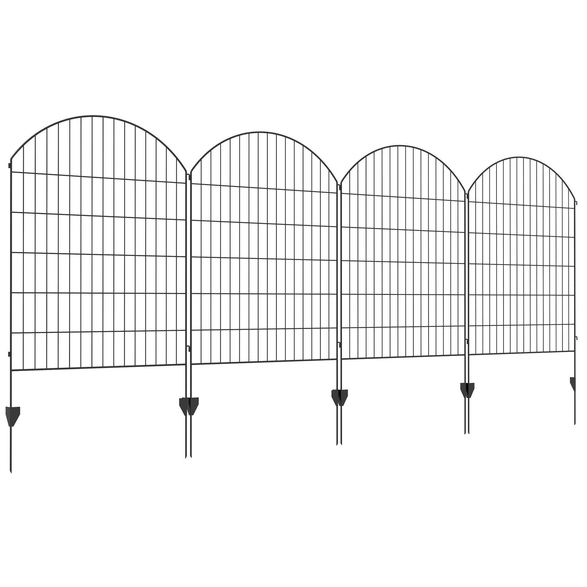 Black Steel 4-Panel Decorative Garden Fence