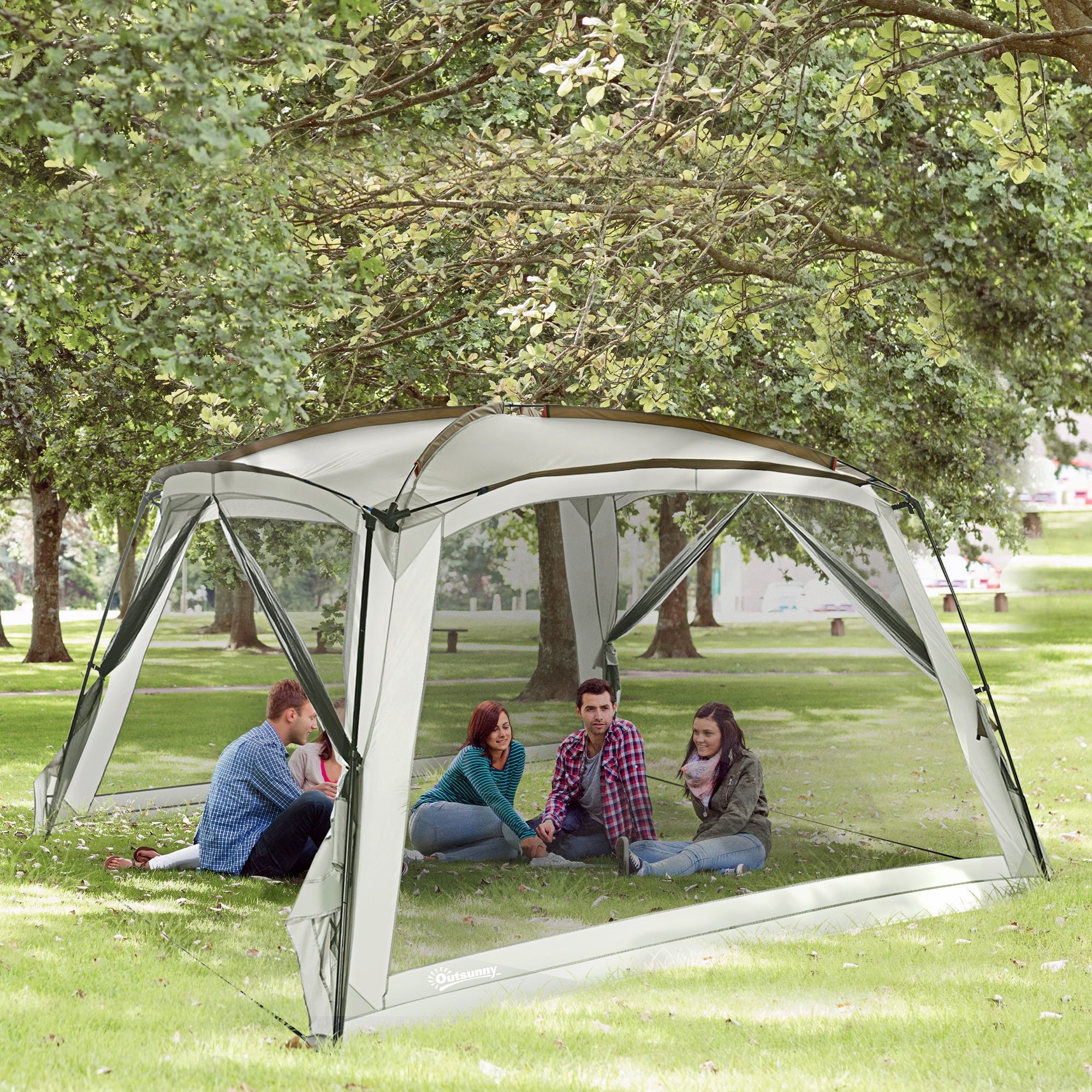 White 8-Person Screen House Tent with Carry Bag