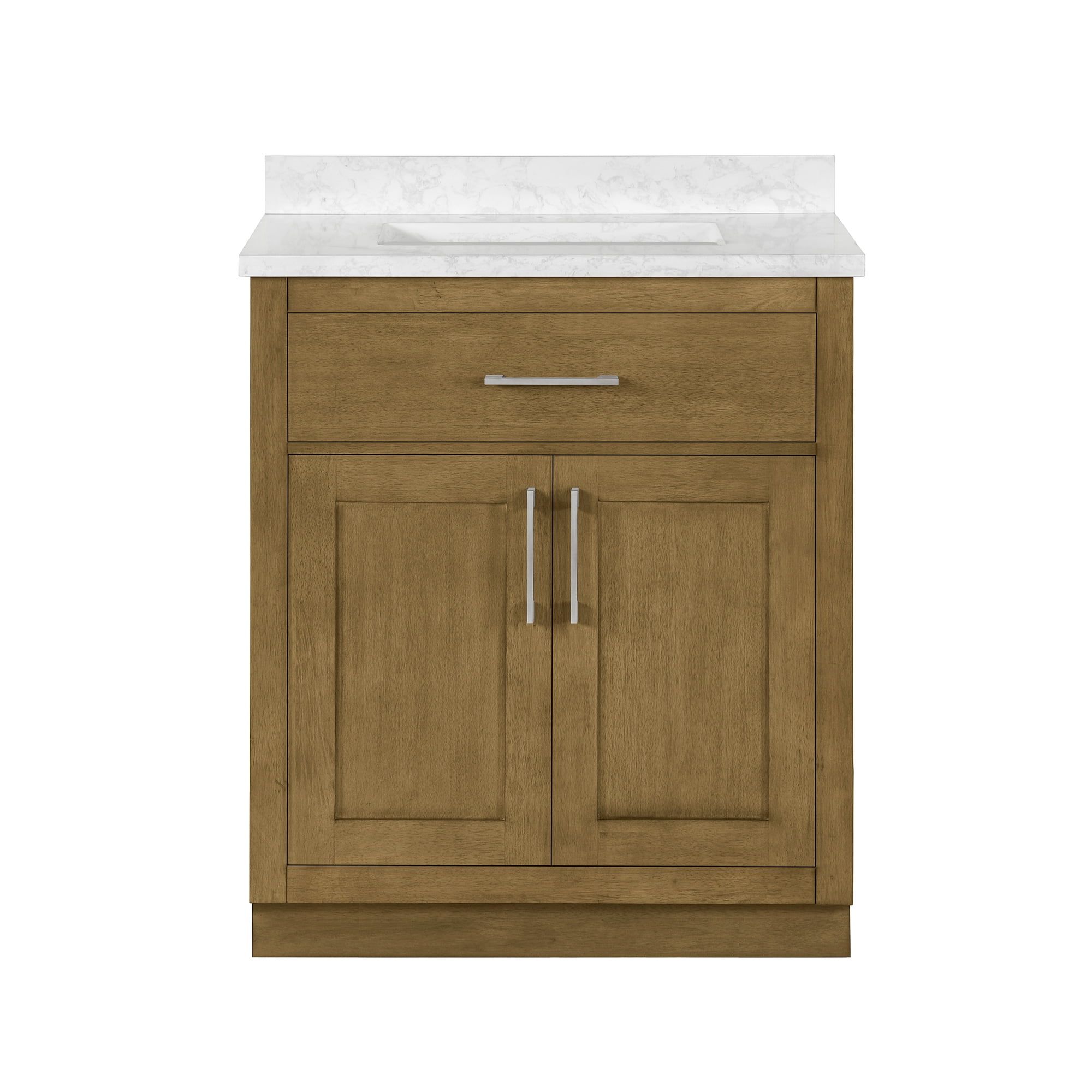 Almond Latte 30" Freestanding Bathroom Vanity with Marble Countertop