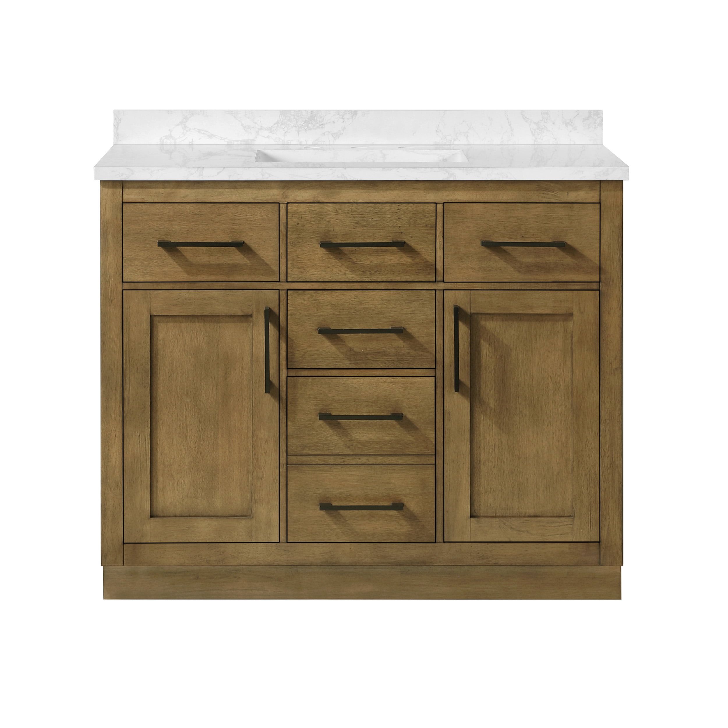 Athea 42" Almond Latte Freestanding Bathroom Vanity with Marble Countertop