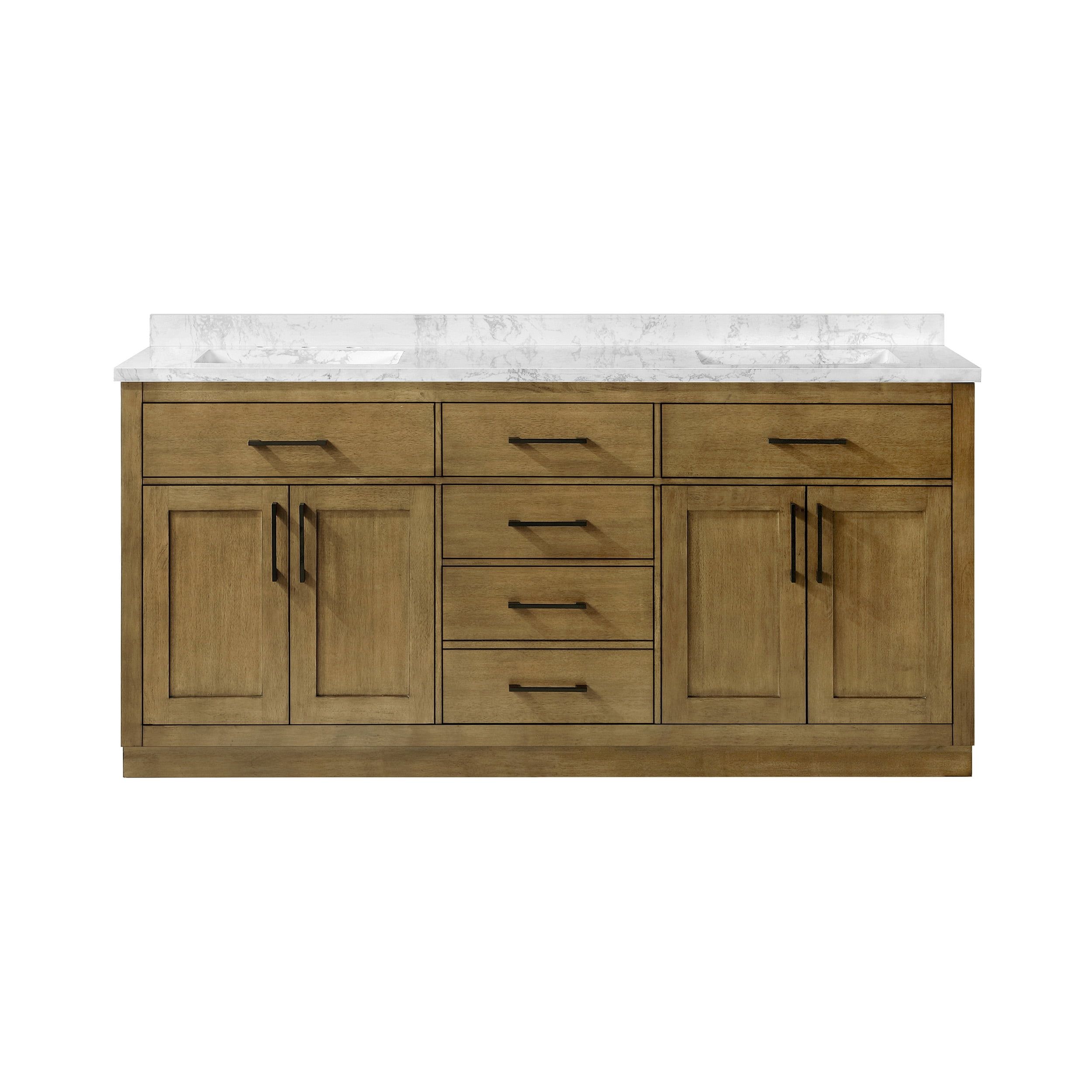 Athea 72" Almond Latte Freestanding Double Sink Bathroom Vanity