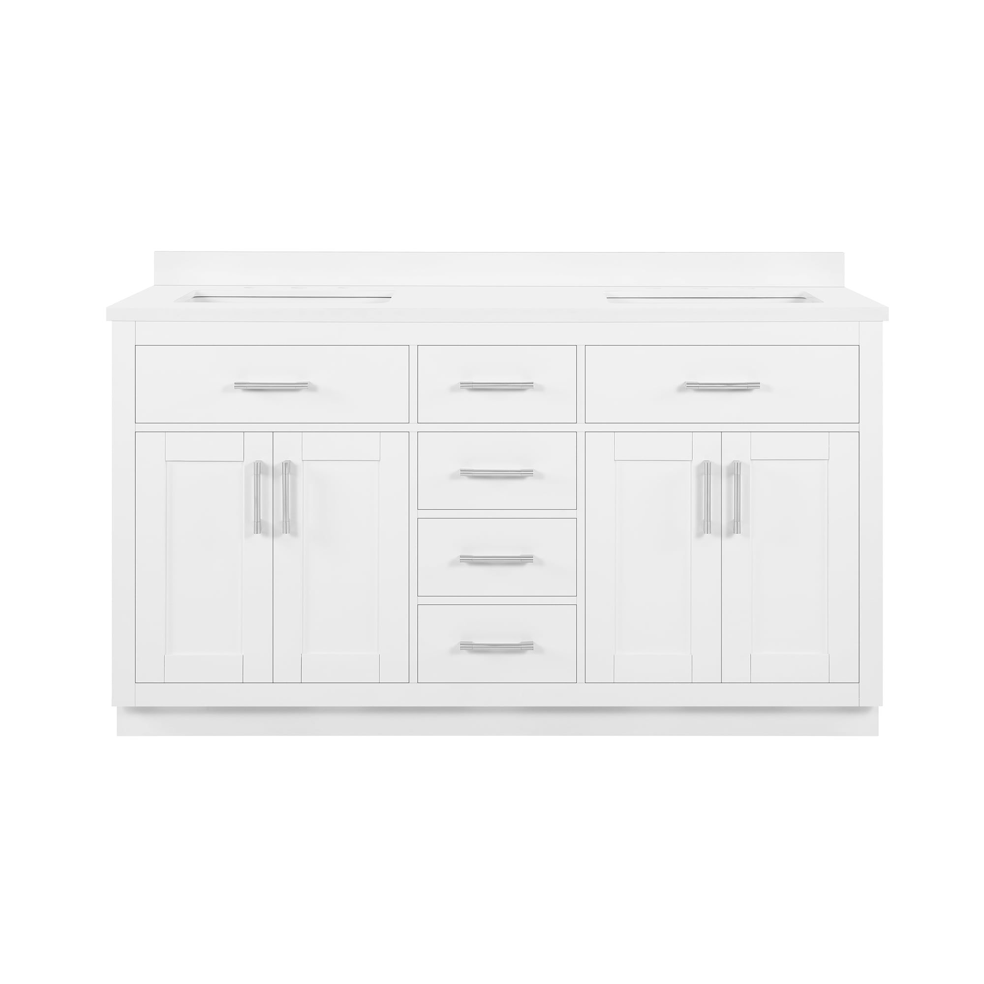 Bailey 60" Pure White Double Sink Freestanding Bathroom Vanity