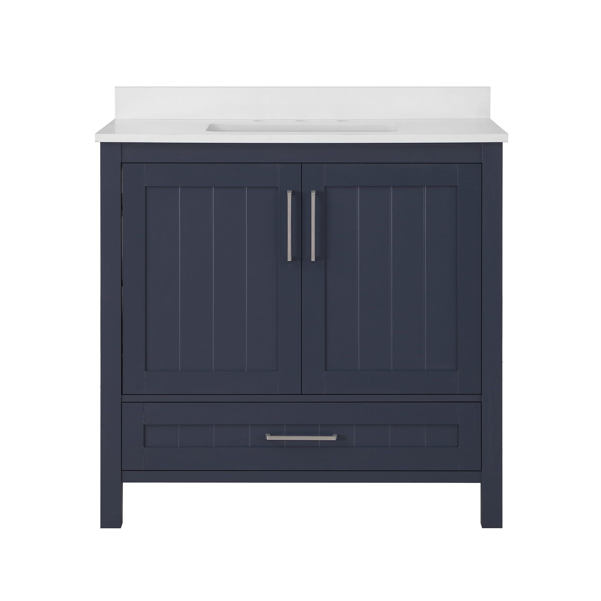 Midnight Blue 36" Freestanding Bathroom Vanity with Marble Top