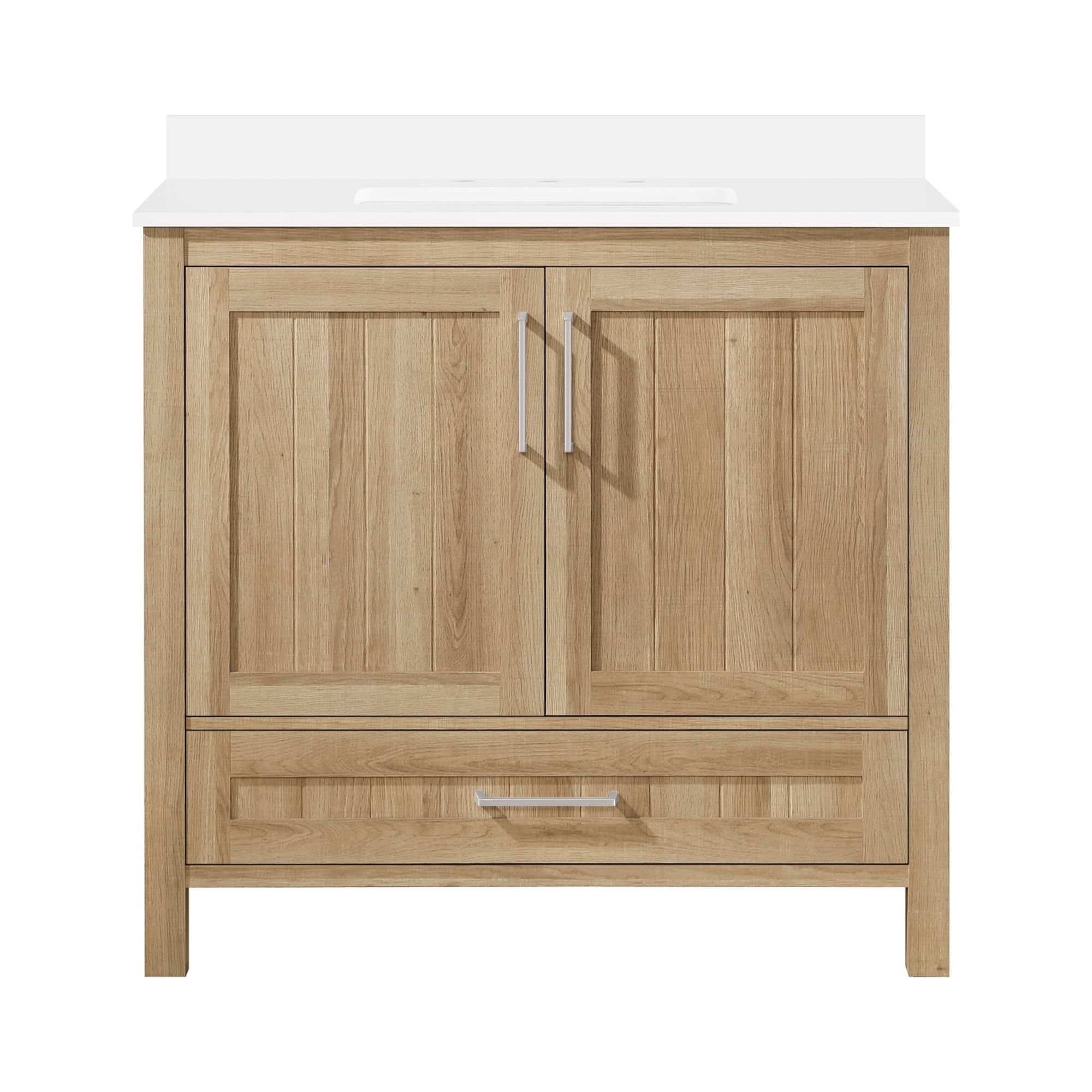 Kansas 36" White Oak Freestanding Bathroom Vanity with Sink