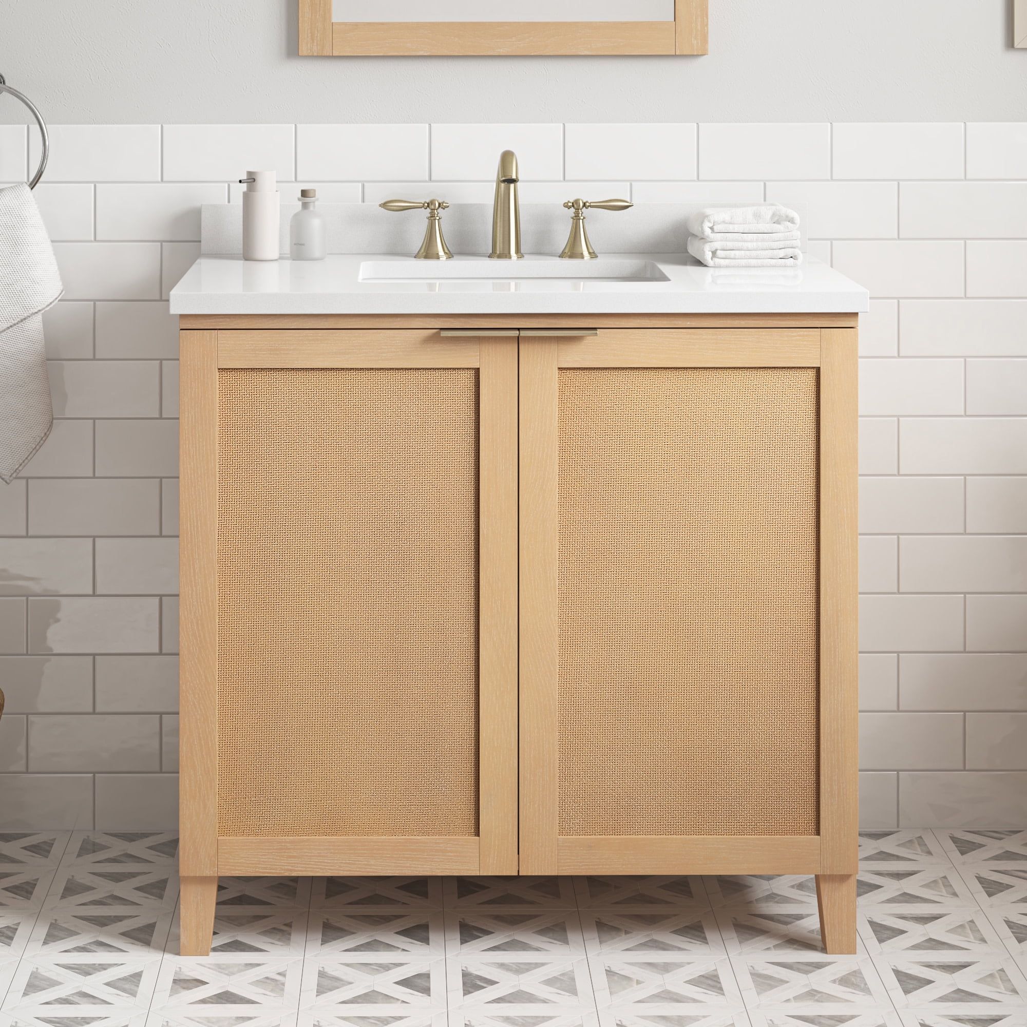 Macy 36" Rustic Ash Bathroom Vanity with White Sink