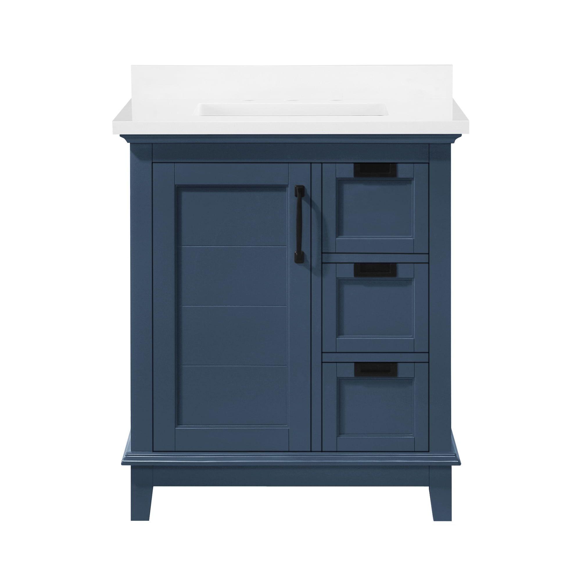 Pembroke Greyish Blue 30" Single Sink Freestanding Bathroom Vanity with Marble Countertop