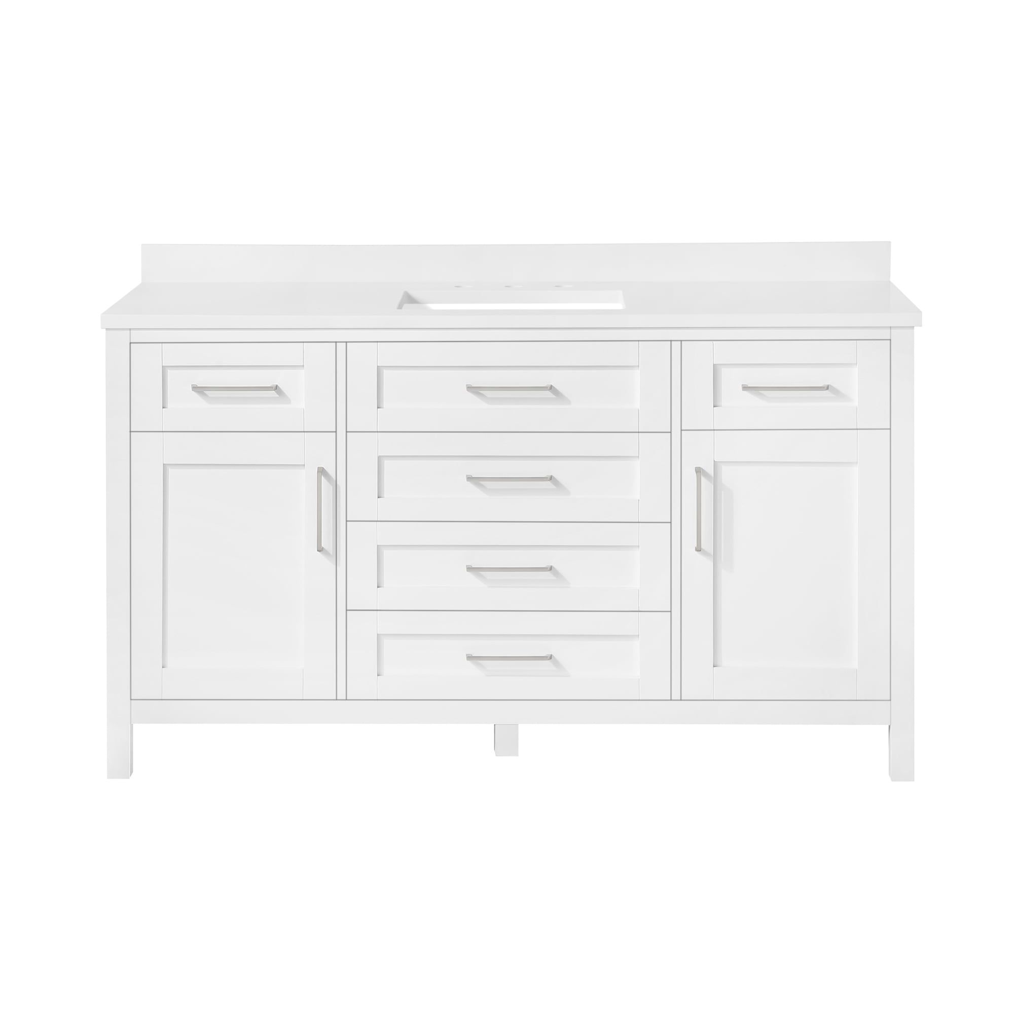 Pure White 60" Freestanding Bathroom Vanity with Single Sink