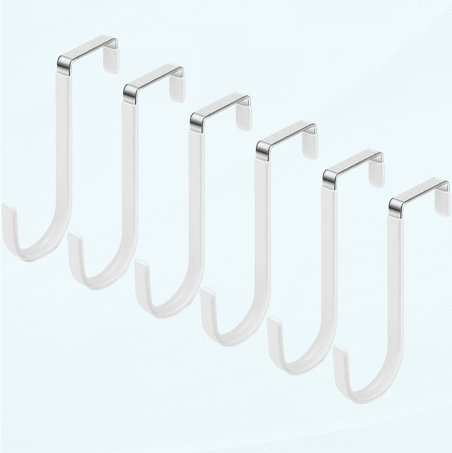 White Metal Over Door Hooks Set of 6