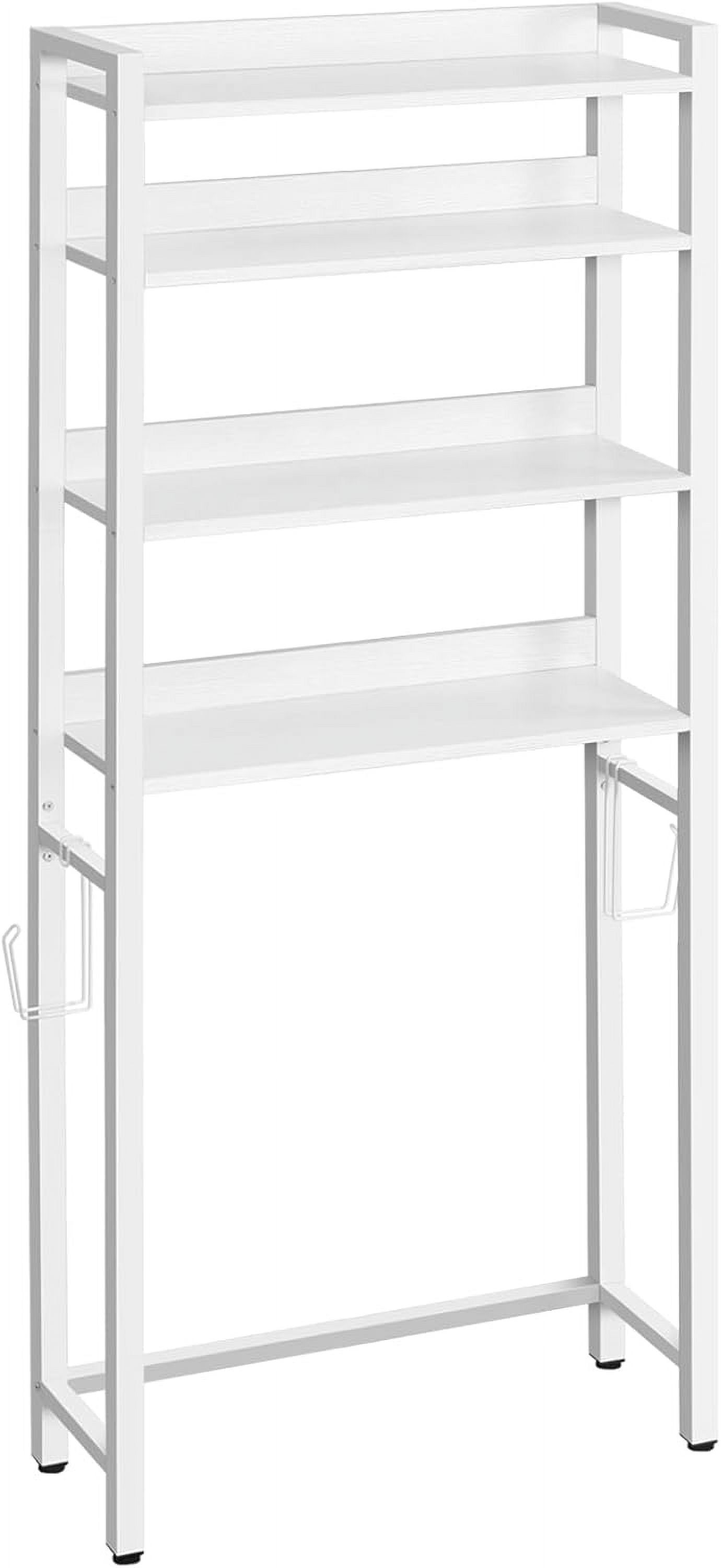 White 4-Tier Over-the-Toilet Storage Rack with Hooks