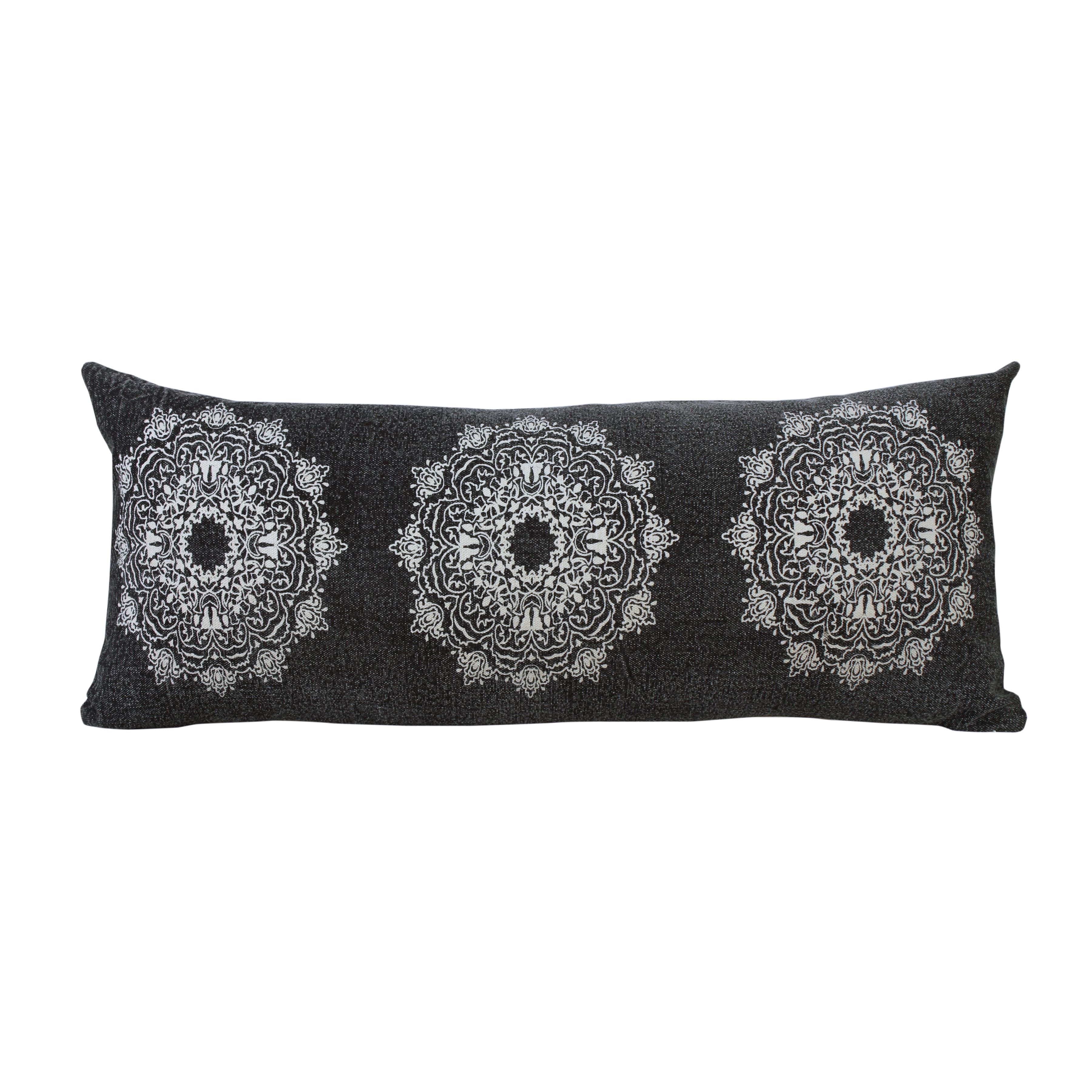 Hand-Woven Black and White Organic Cotton Lumbar Pillow Cover