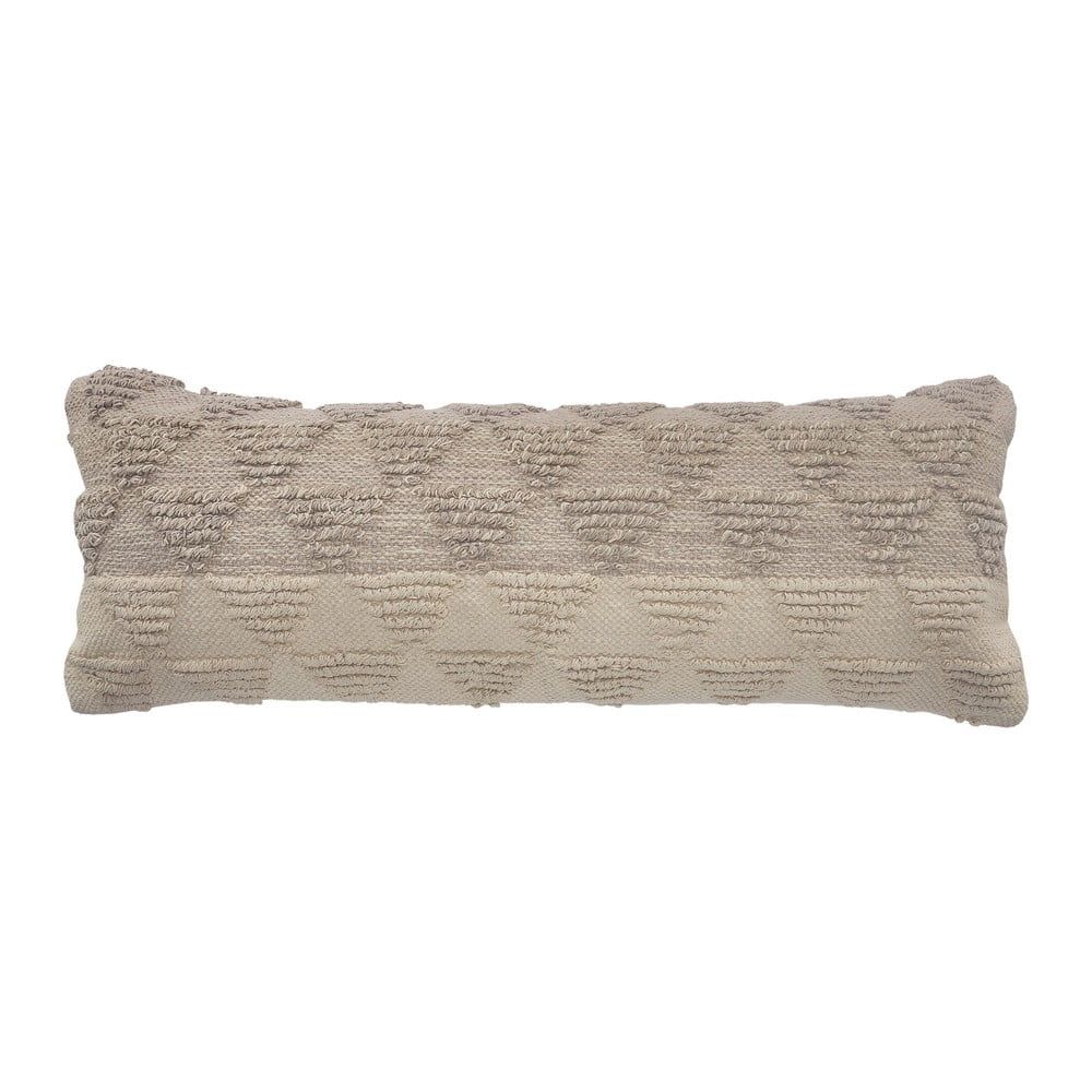 Ox Bay 14" x 36" Hand-Woven Cream and Tan Geometric Organic Cotton Pillow Cover