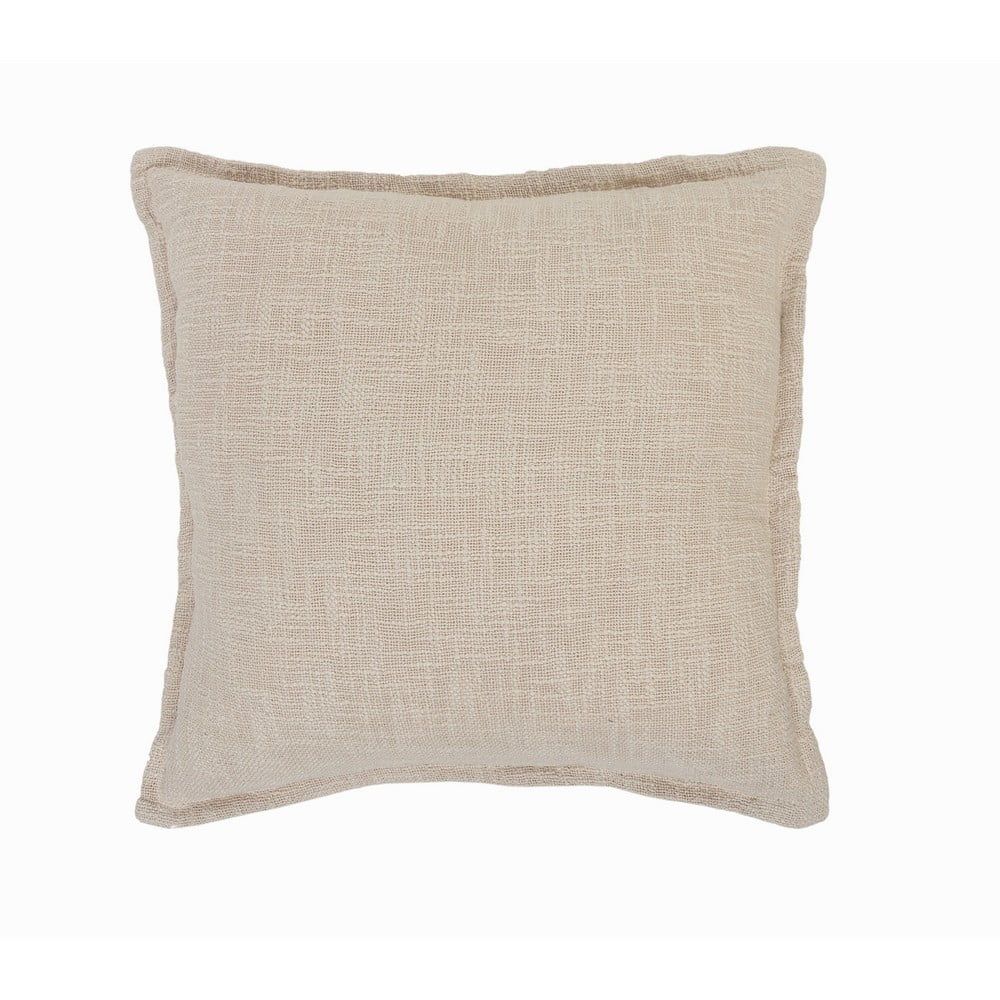 Ox Bay 20" Beige Hand-Woven Organic Cotton Pillow Cover