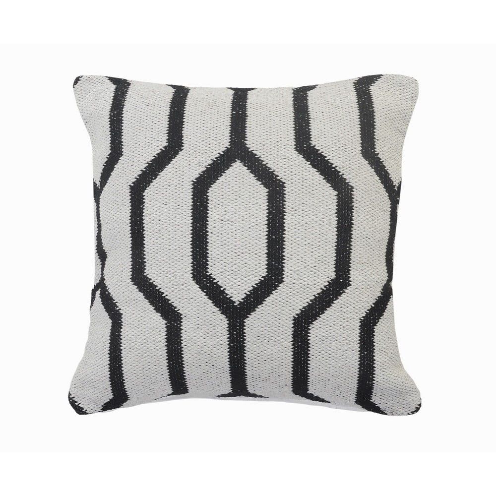 Ox Bay 20" Black and White Geometric Organic Cotton Throw Pillow