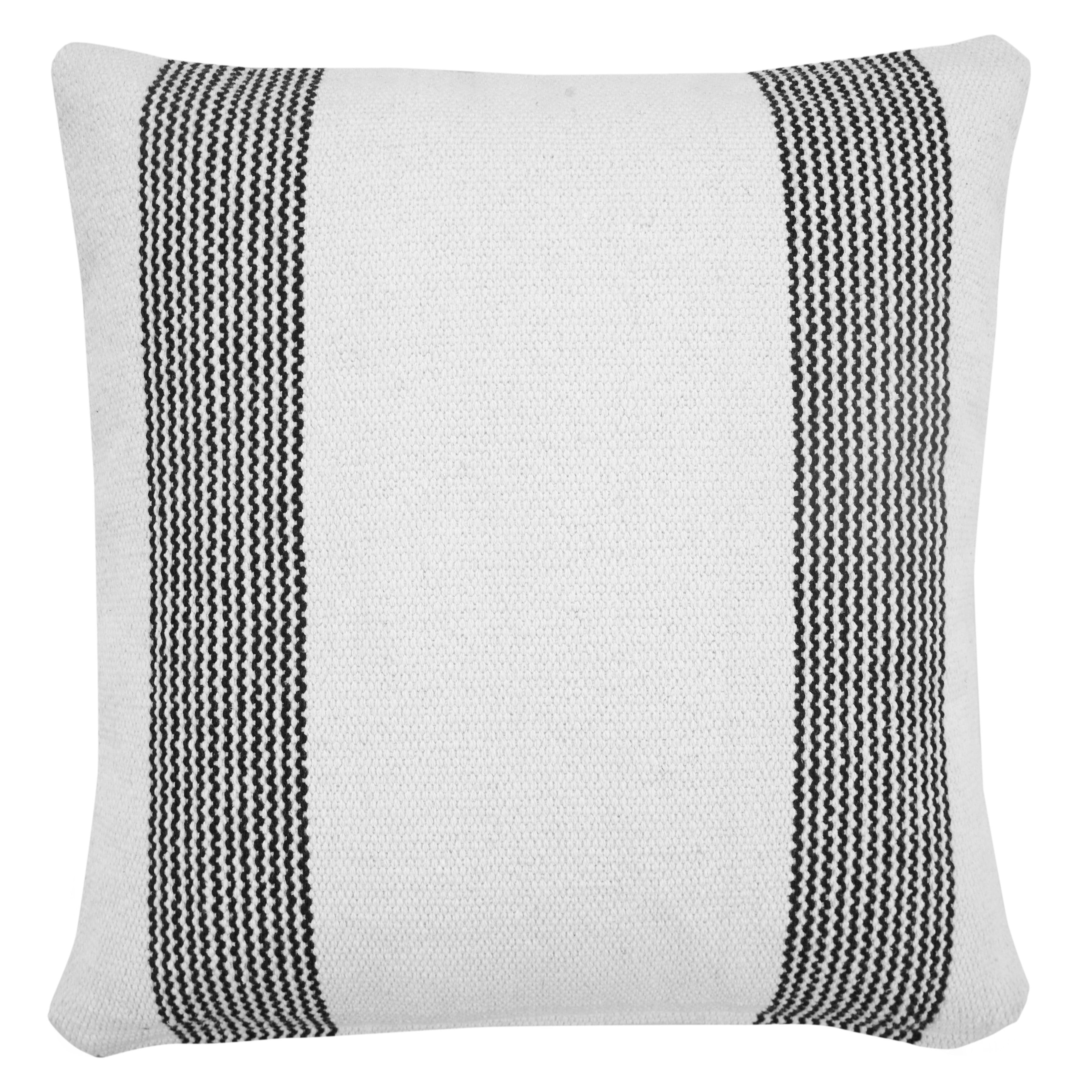 Modern Farmhouse Coastal 20" Square Striped Cotton Throw Pillow