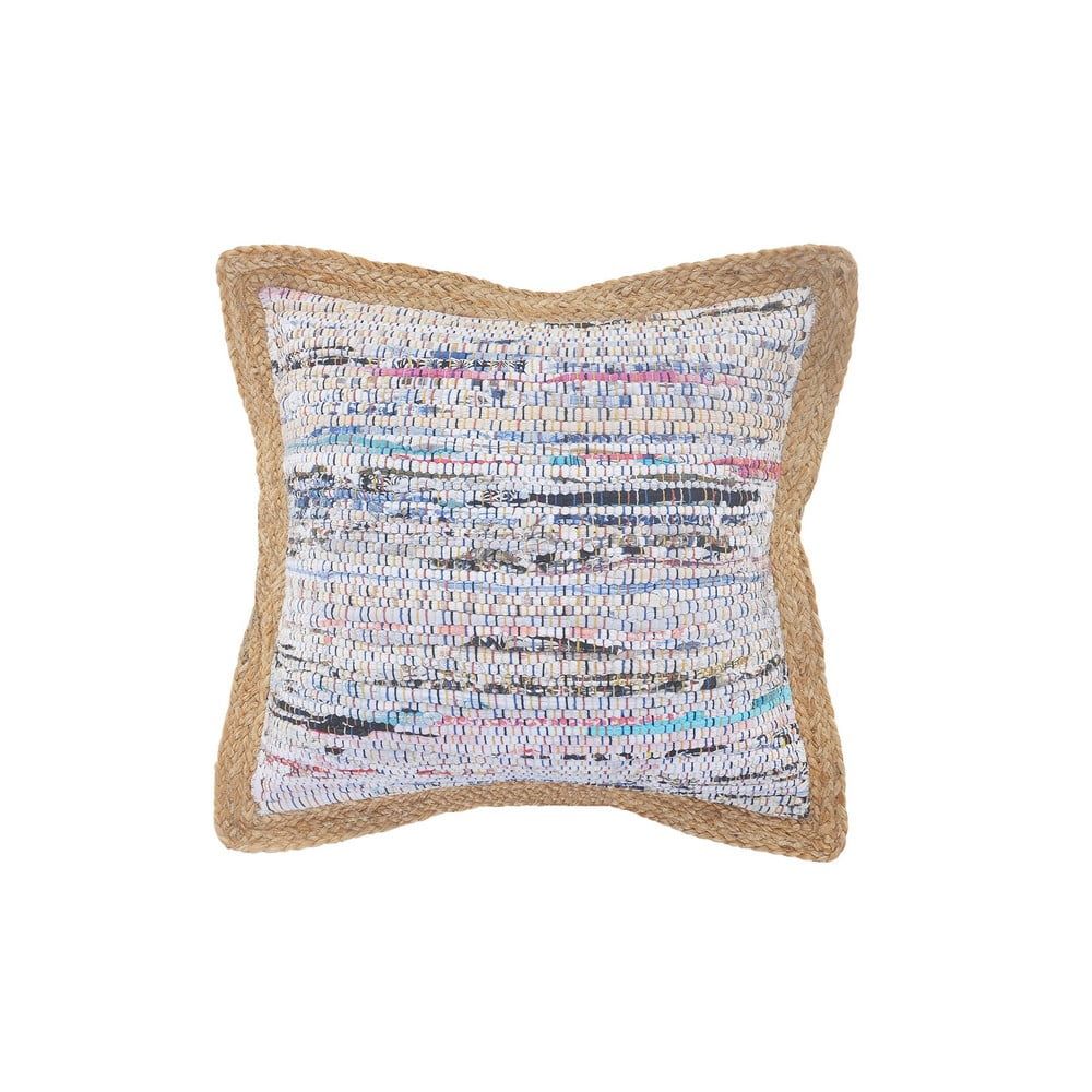 Ox Bay Ringo 20" x 20" Striped Pastel Cotton and Jute Decorative Throw Pillow