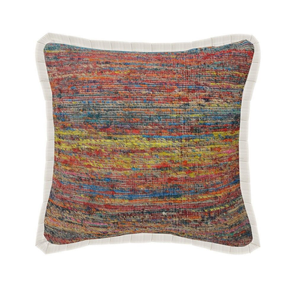 Multicolored Chindi Fringe Square Throw Pillow, 20"