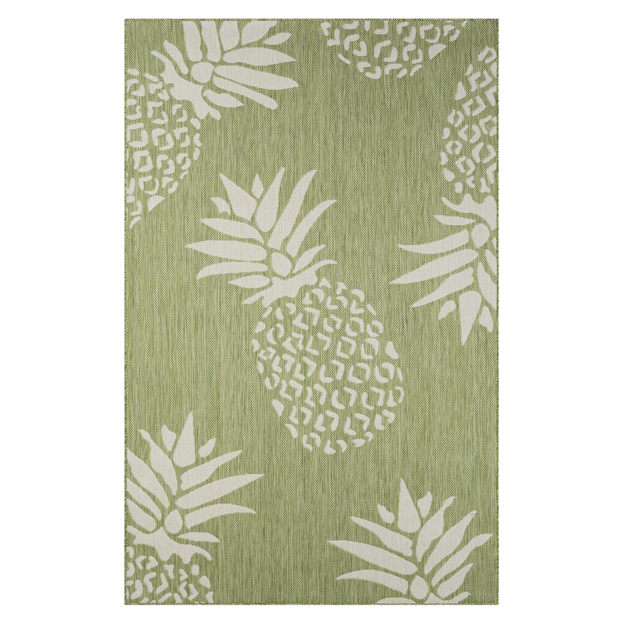 Tropical Pineapple Essence Indoor/Outdoor Synthetic Rug, 7'9" x 9'9", Green