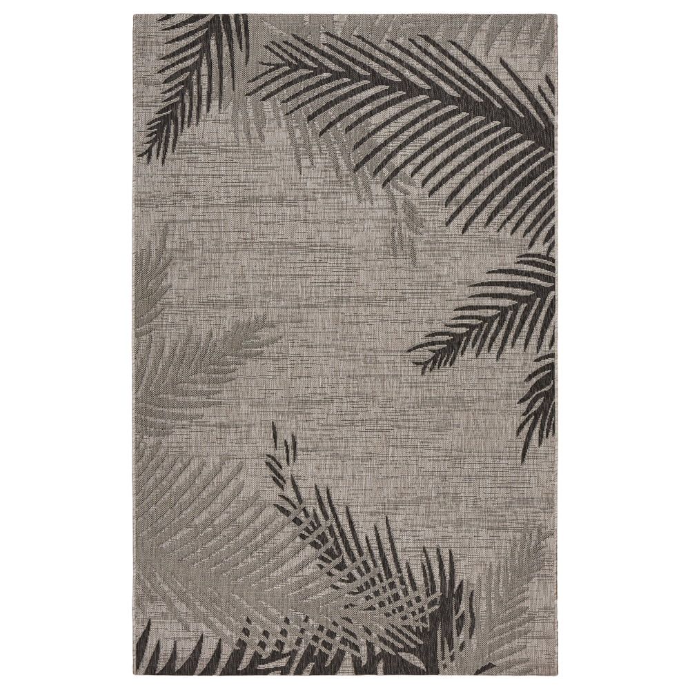 Captiva Coastal Black & Gray Palm Indoor/Outdoor Area Rug, 7'9" x 9'5"