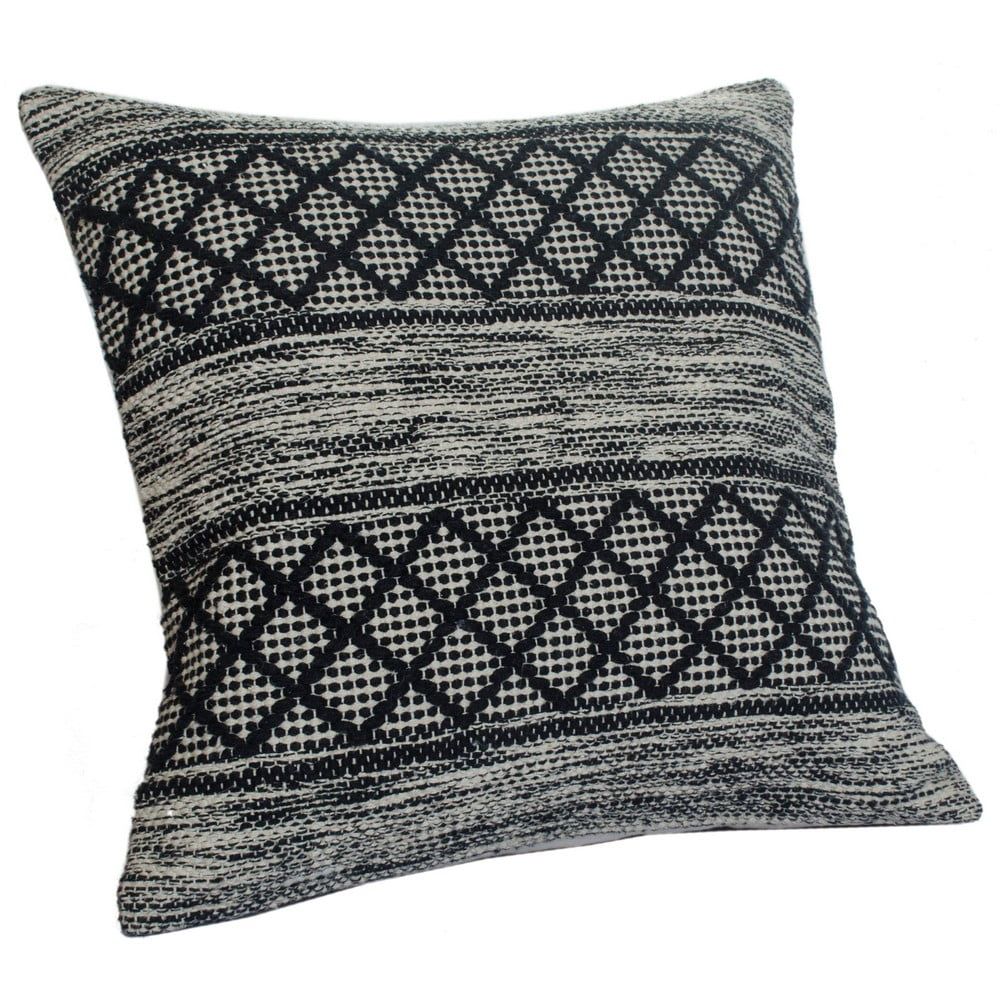 Gray and Black Geometric Diamond 20" Square Pillow