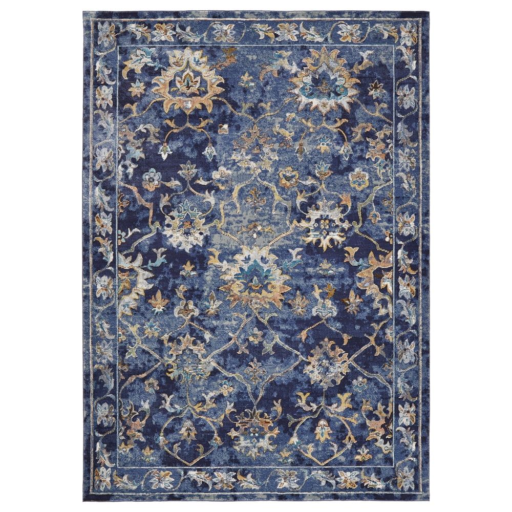 Indigo Floral 5' x 8' Synthetic Area Rug