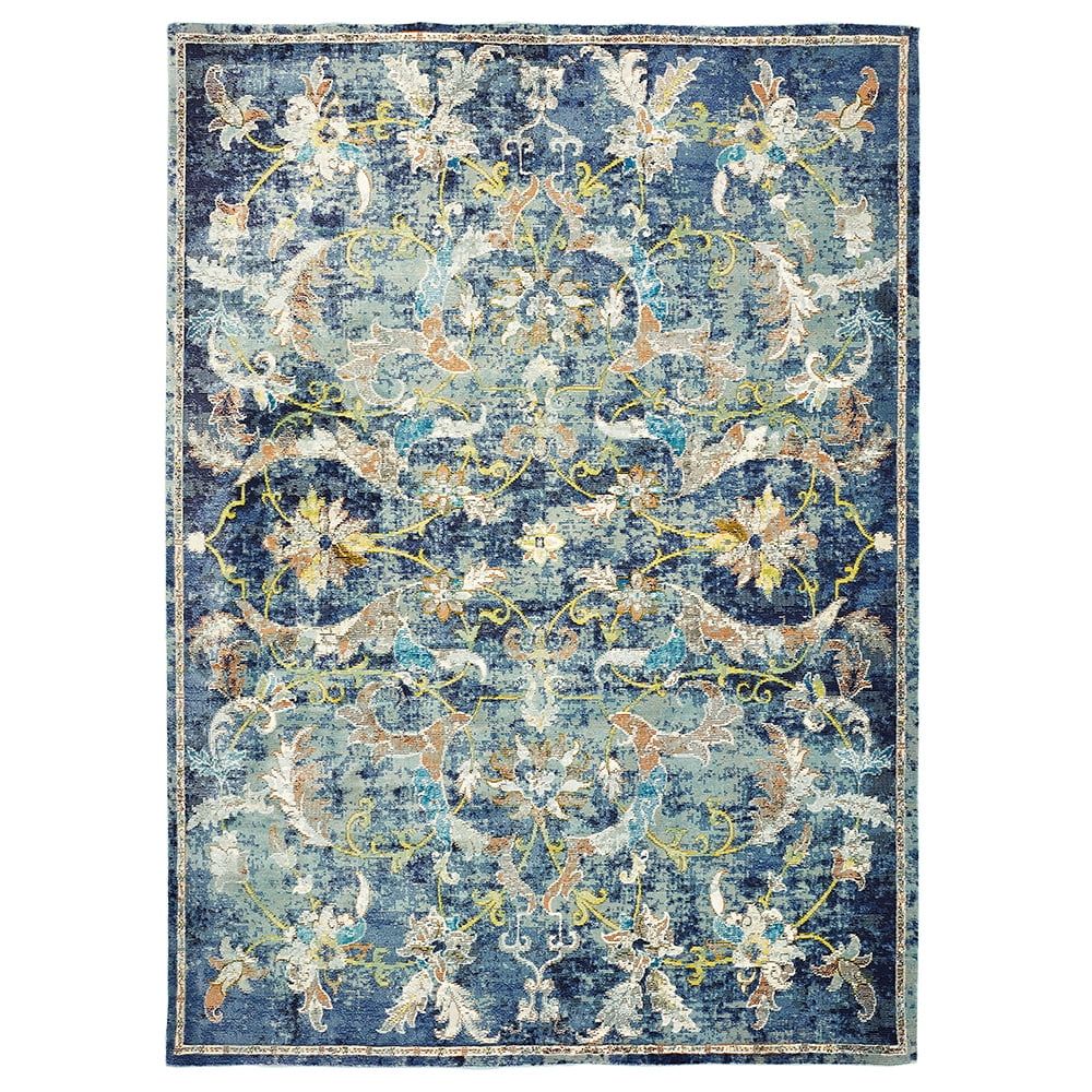 Elegant Navy & Blue 4' x 6' Reversible Oriental Synthetic Rug