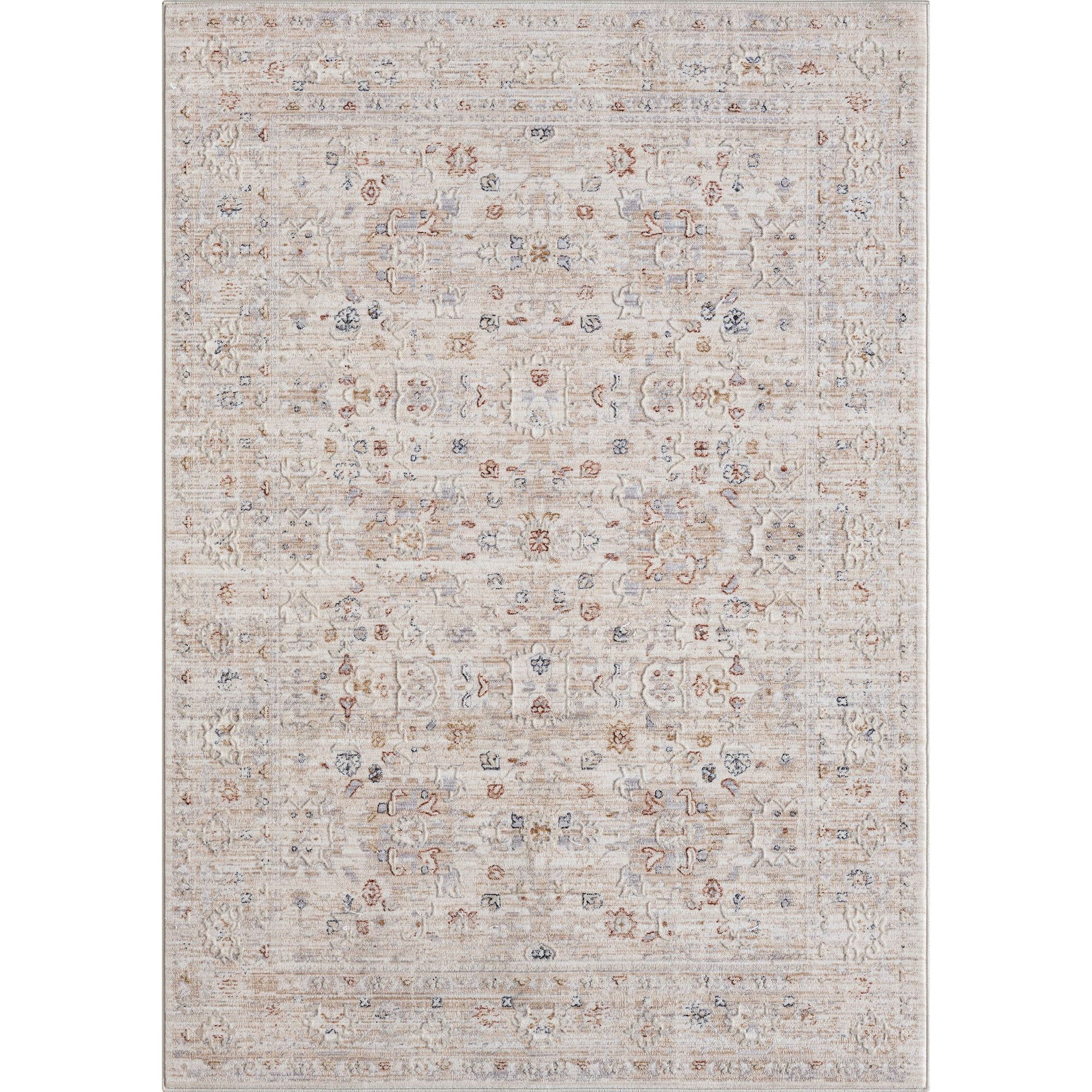 Lellani Blue and Beige Rectangular Synthetic Kids Area Rug, 8' x 10'