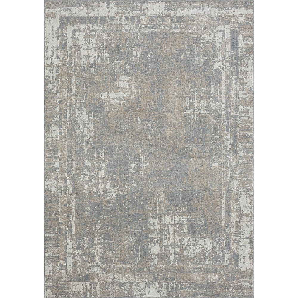 Lellani Gray Abstract Washable 5' x 7' Area Rug